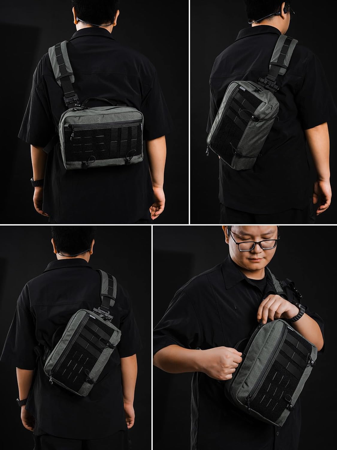 TACTICAL_GEEK L3 Pro EDC Crossbody Bag, Chest Bag with Adjustable Strap,Daily Carry Sling Pack, Large Capacity Daypack Organizer for Camera, Drones（T500 Grey） - Image 8