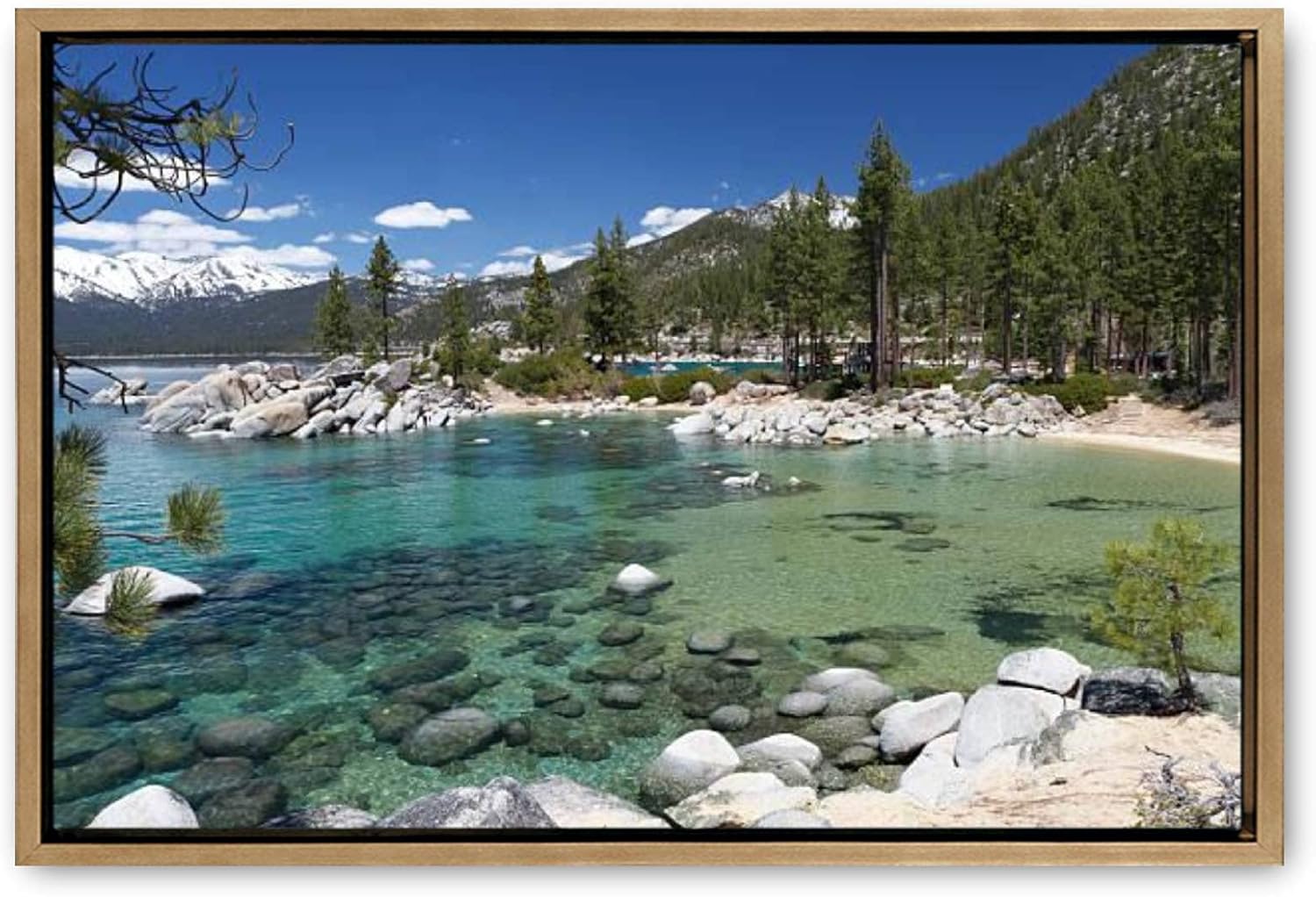 Large Wooden Framed Canvas Wall Art Lake Tahoe Canvas