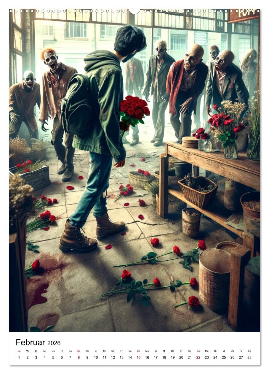 Zombies Zeitgeist - KI generierte Momente der Untoten (hochwertiger Premium Wandkalender 2026 DIN A2 hoch), Kunstdruck in Hochglanz: Zwölf Monate in der Welt der Zombies. (CALVENDO Menschen)