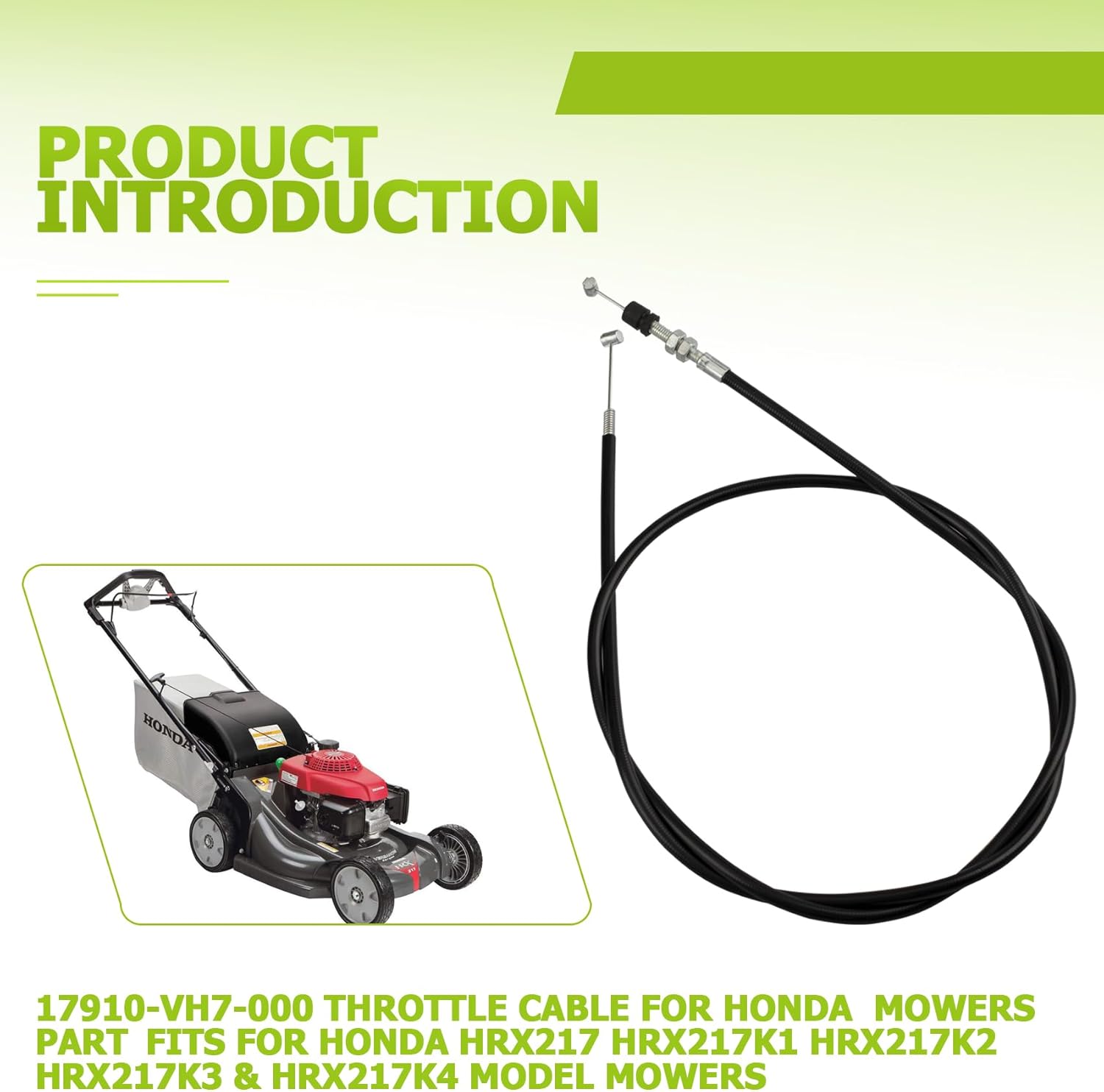 17910-VH7-000 Lawn Mower Throttle Cable for Honda Mowers Part,Fits for Honda HRX217, HRX217K1, HRX217K2, HRX217K3 & HRX217K4 Model Mowers,Replaces part number 17910-VH7-000