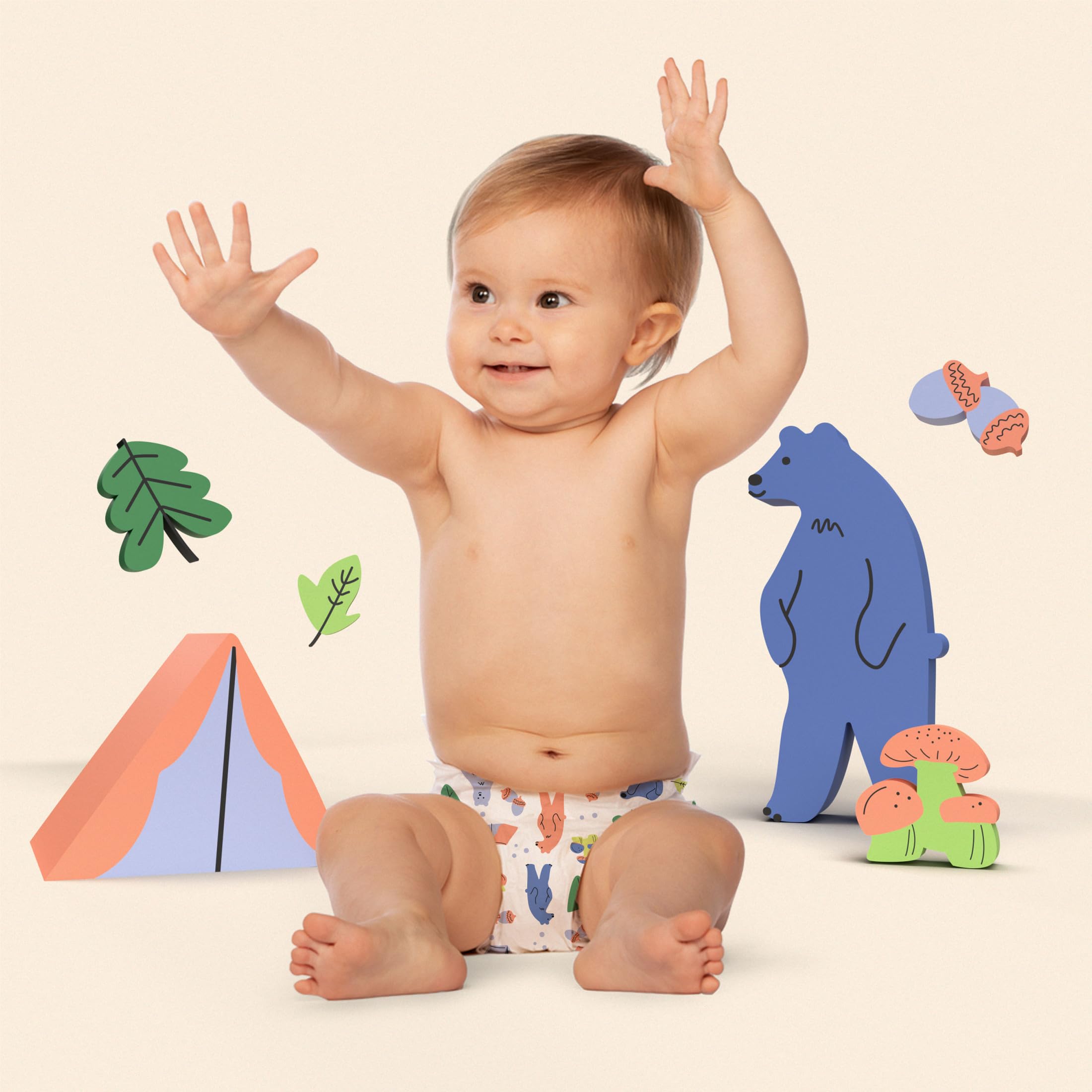 Hello Bello Premium Diapers Size 2, Happy Camper & Live Leaf Love Designs, 74ct Club Box