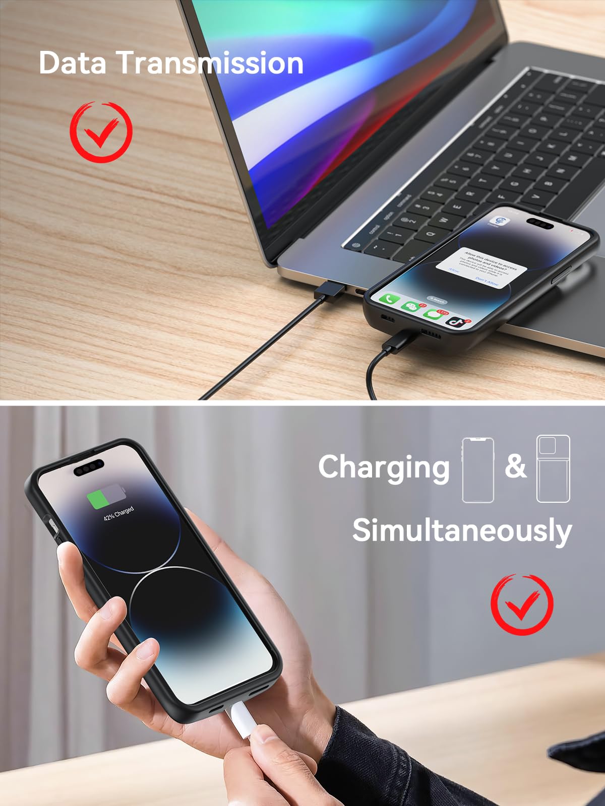 Coque Batterie NEWDERY Magnétique Pour IPhone 15 Pro Max/15 Plus - Noir