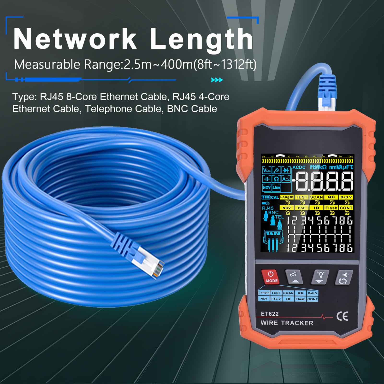 Generic Netzwerkkabel -Tester Digitaler -Spannungsdetektor für die Wartung der Netzwerkinstallation (Network Cable Tester)