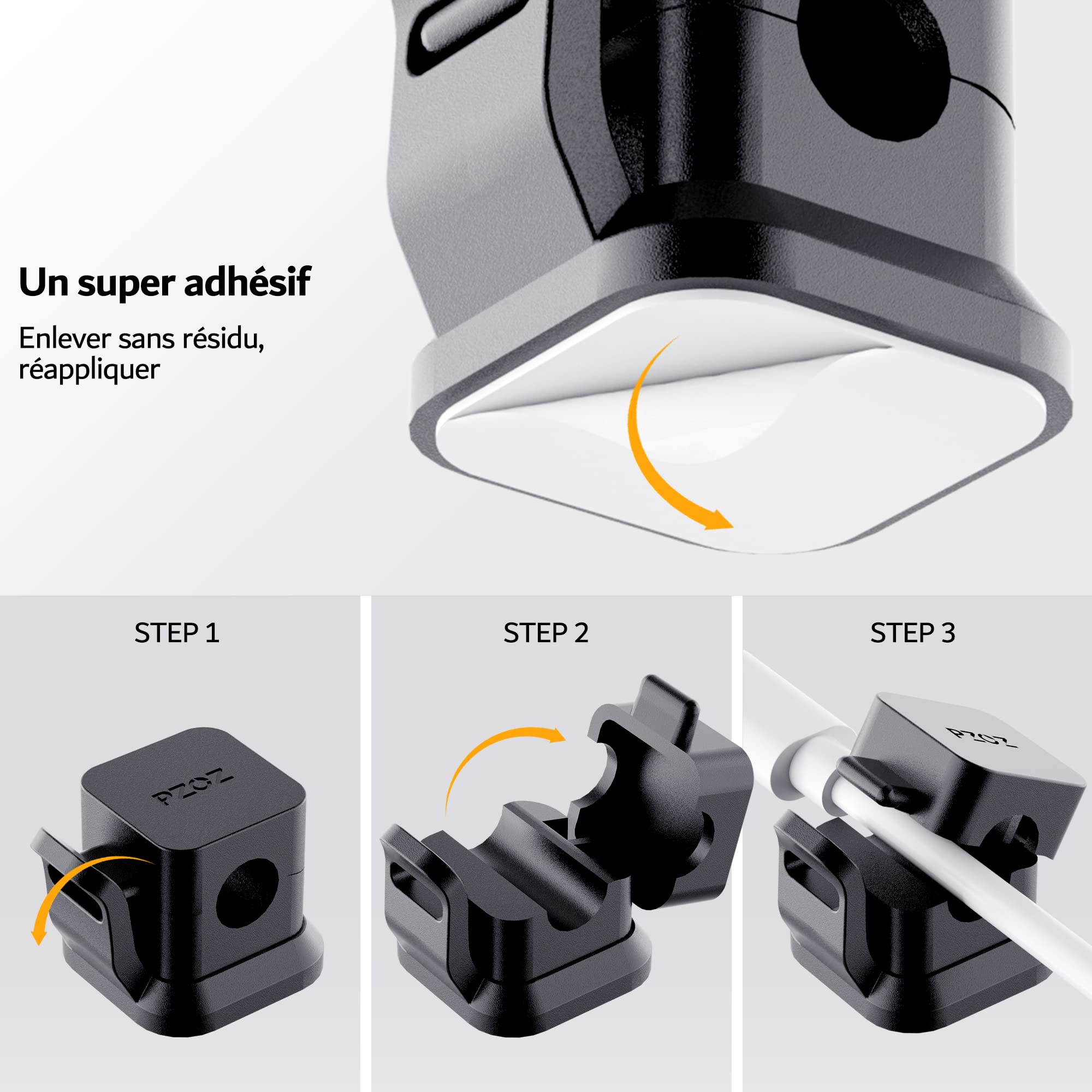 PZOZ Clip Per Cavi Da Scrivania (3 Pezzi) - Organizzatore In PC Con 11 Slot - Bianco