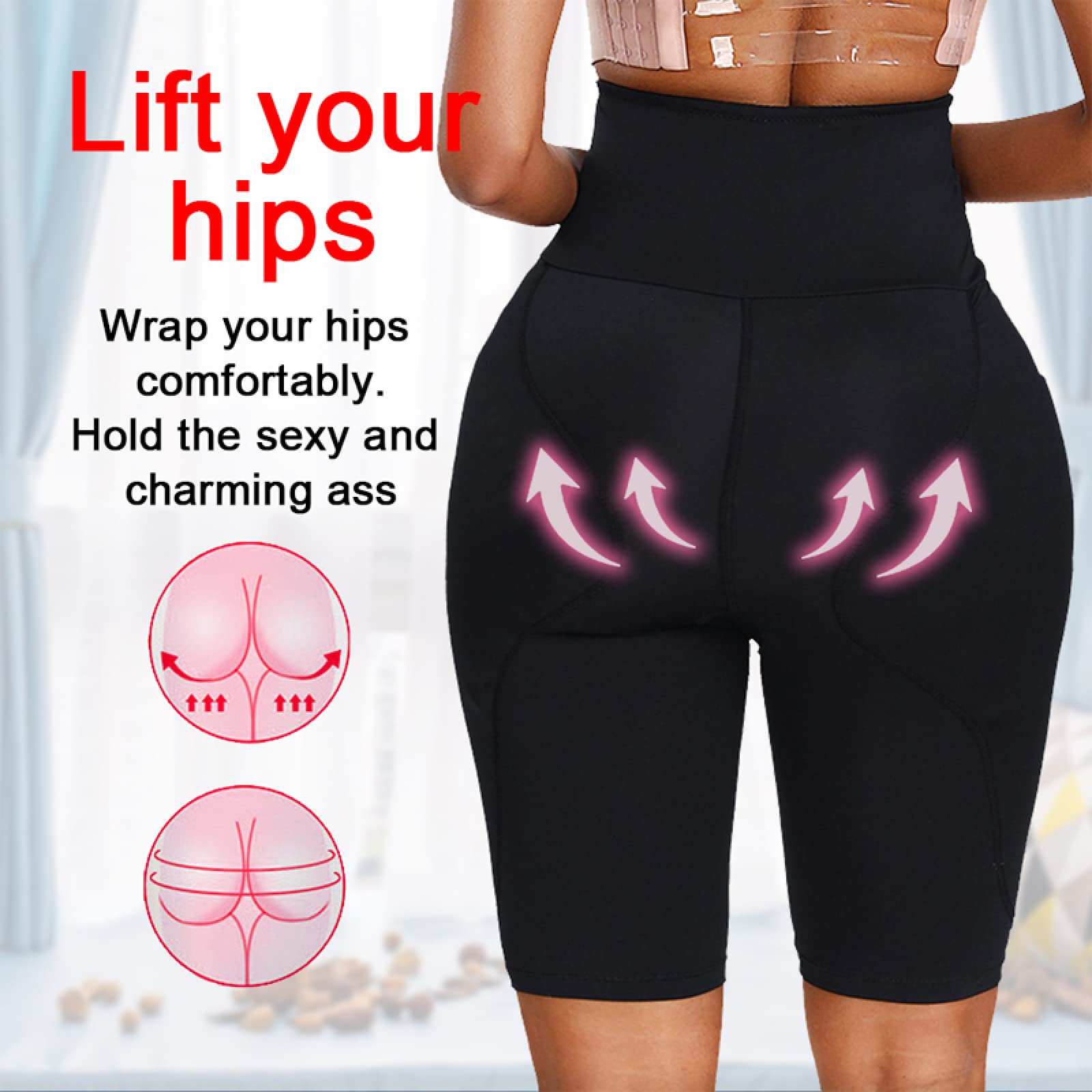 LYGBAOFUL Damskie majtki biodrowe - Plus Size Butt Lifter Majtki wyszczuplają ciało Szorty Majtki z wkładkami Se