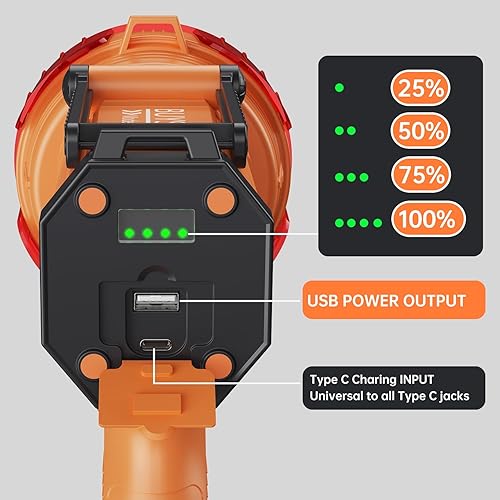 Miniatura 4 de BUYSIGHT Linterna de foco recargable, 180000 lúmenes, 606 yardas de alcance, luces solares de mano grandes linternas con lente roja y luz de
