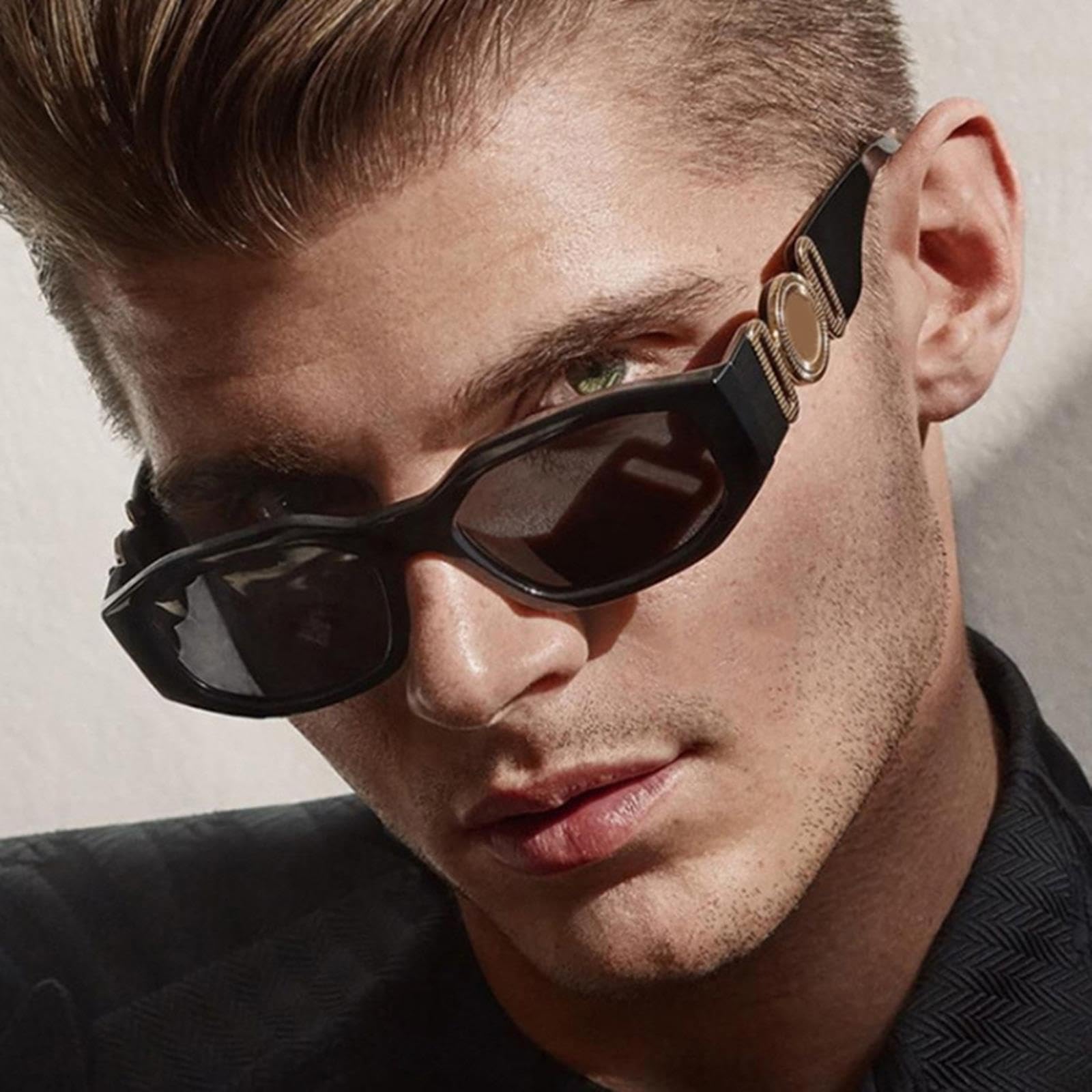 NOGRAX Męskie okulary przeciwsłoneczne, nieregularne, kwadratowe, w stylu vintage, modne, małe oprawki