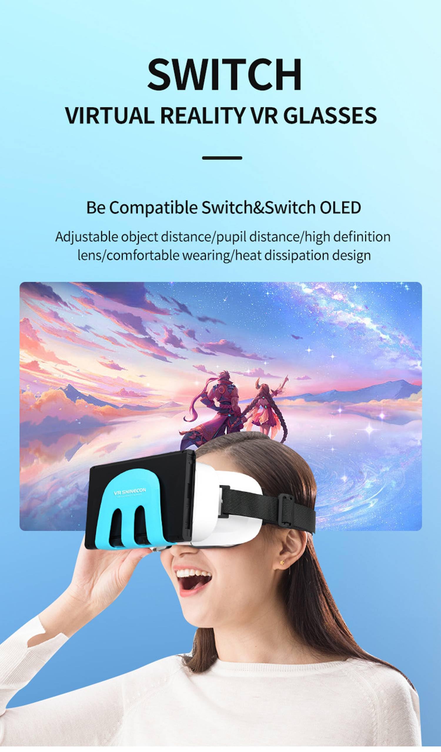 Auriculares VR para Nintendo Switch OLED, gafas de realidad virtual para Nintendo Switch, se adapta a juegos 3D de adultos y niños, color naranja