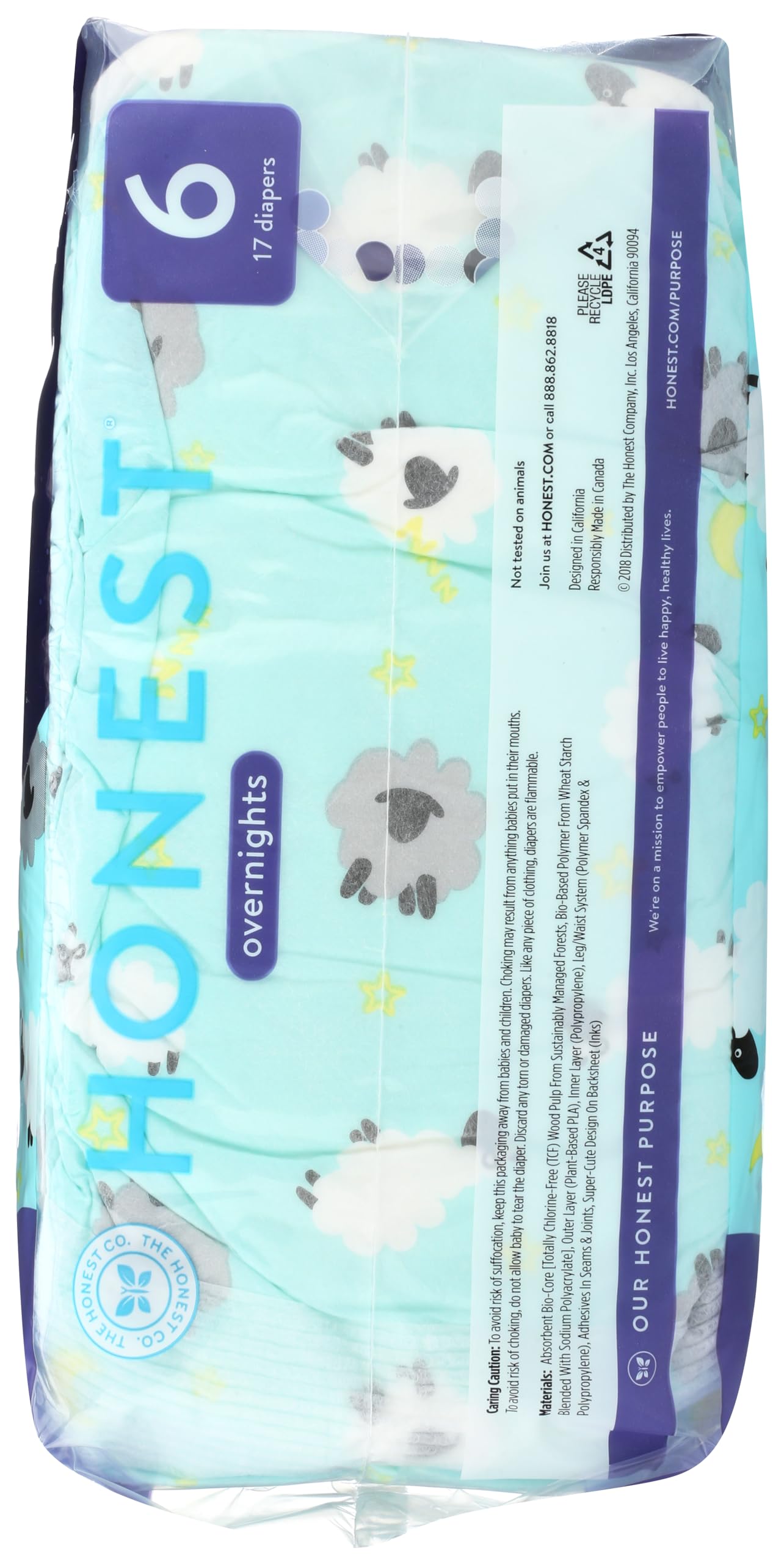 Amazon.com: Honest, Overnight Diapers Sleepy Sheep Size 6, 25