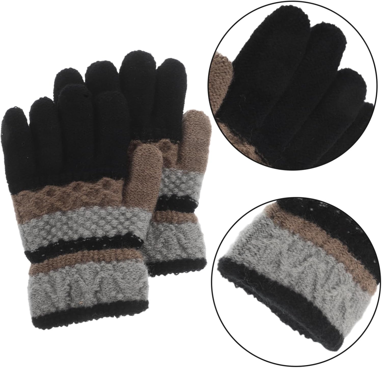 1 Pair Cozy Knitted Gloves for Cold Weather Winter Mittens with Separated Fingers for Active Cute Striped Design for and Activities