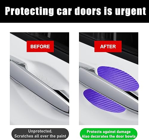 Miniatura 5 de 4 protectores contra arañazos para manijas de puerta de automóvil, textura de fibra de carbono, protector de pintura para manija lateral de puerta,