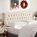 Tufted Upholstered Headboard Queen Size, Solid Wood Head Board with Durable Metal Legs, Adjustable Height Bed headboard from 37” to 51” Fabric Headboard in Modern Button Design, Beige