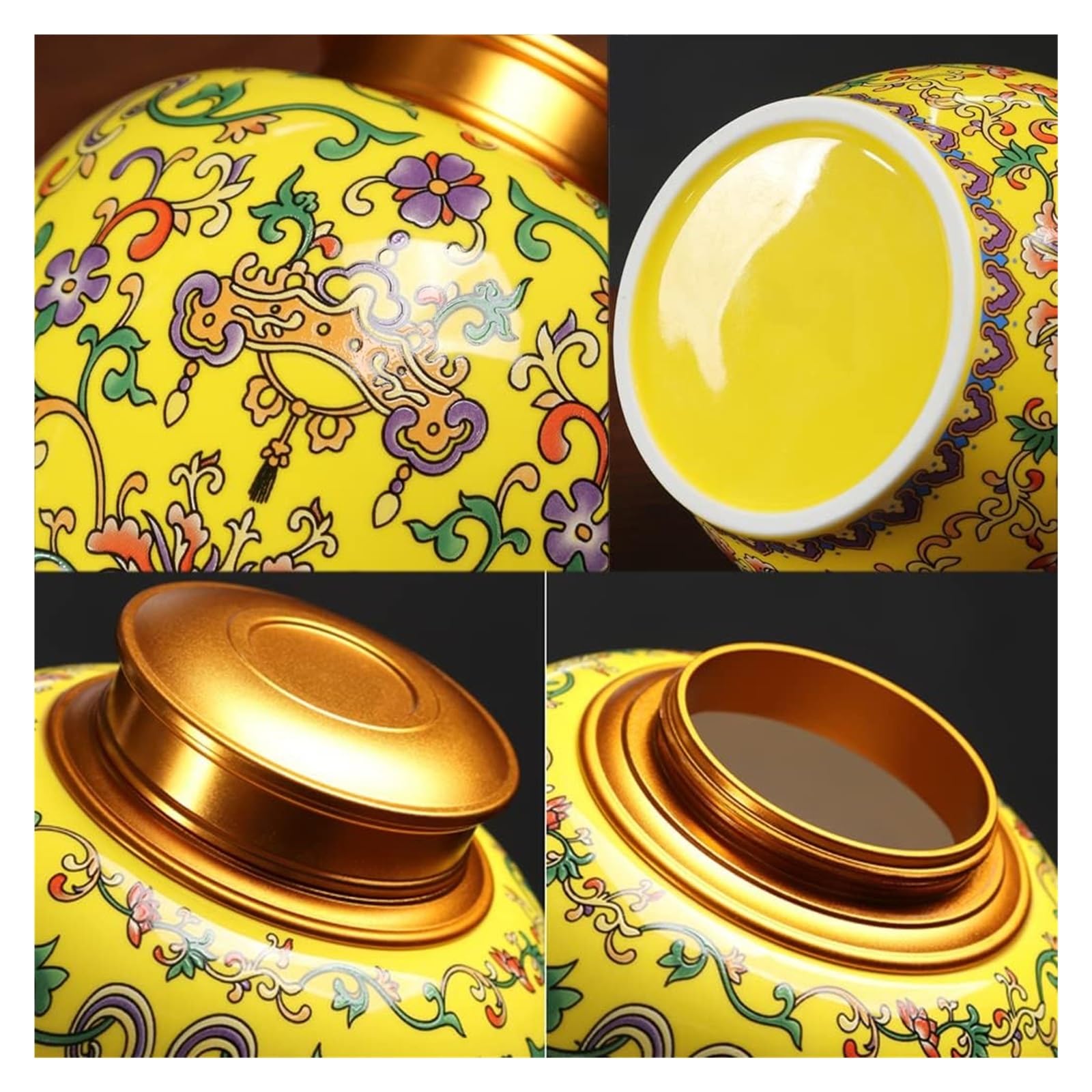Słoiki z herbatą Ceramiczny pojemnik na herbatę Słoik do przechowywania chińskiej herbaty z podwójną pokrywką, dekoracja Tradycyjna chińska emaliowana porcelana Luźne puszki na herbatę Puszki Pudełko