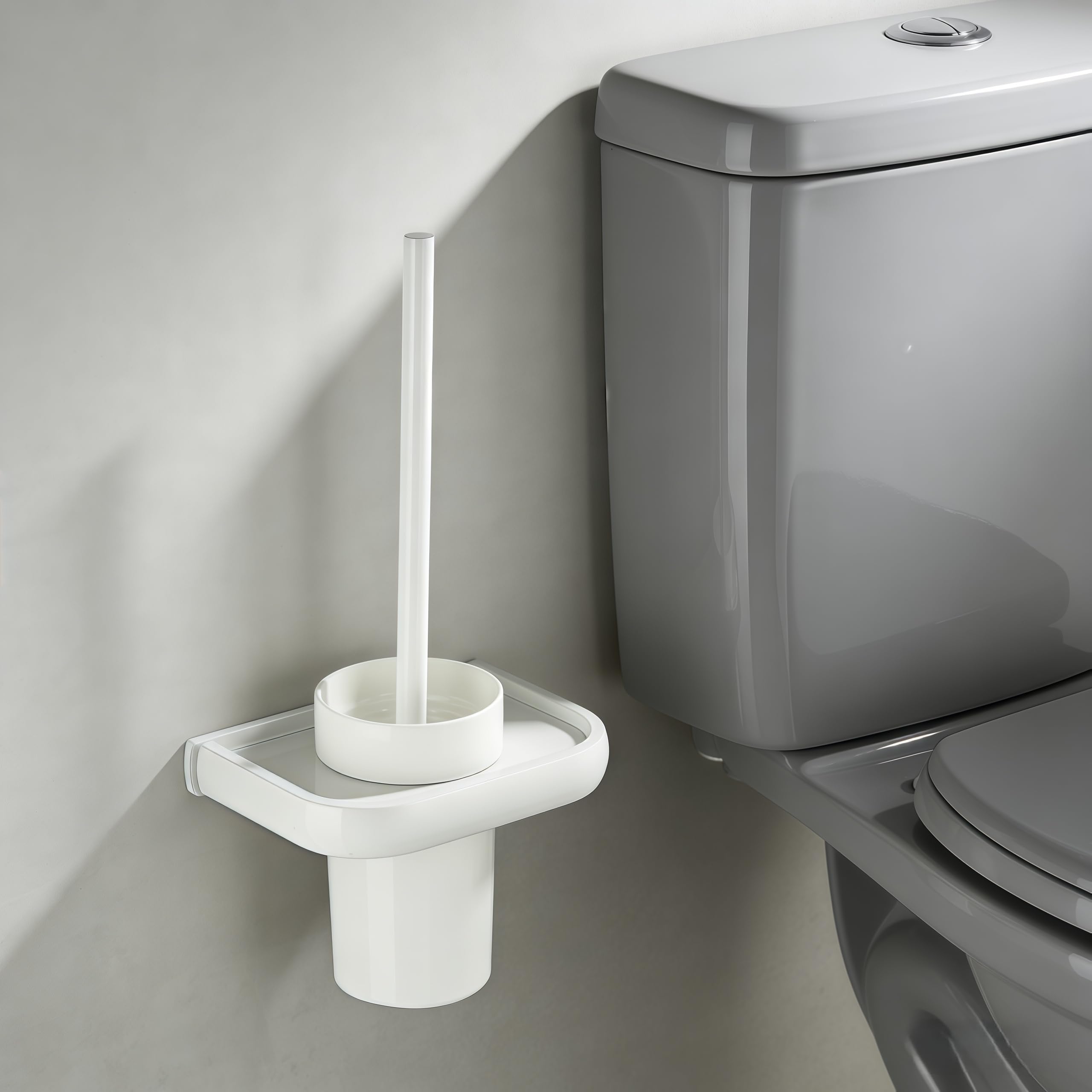Cepillo Inodoro Escobillas de Inodoro Escobillero WC Latón Cobre Antiguo/Cepillo/Blanco/Negro Accesorios de baño Montado en la Pared-Blanco