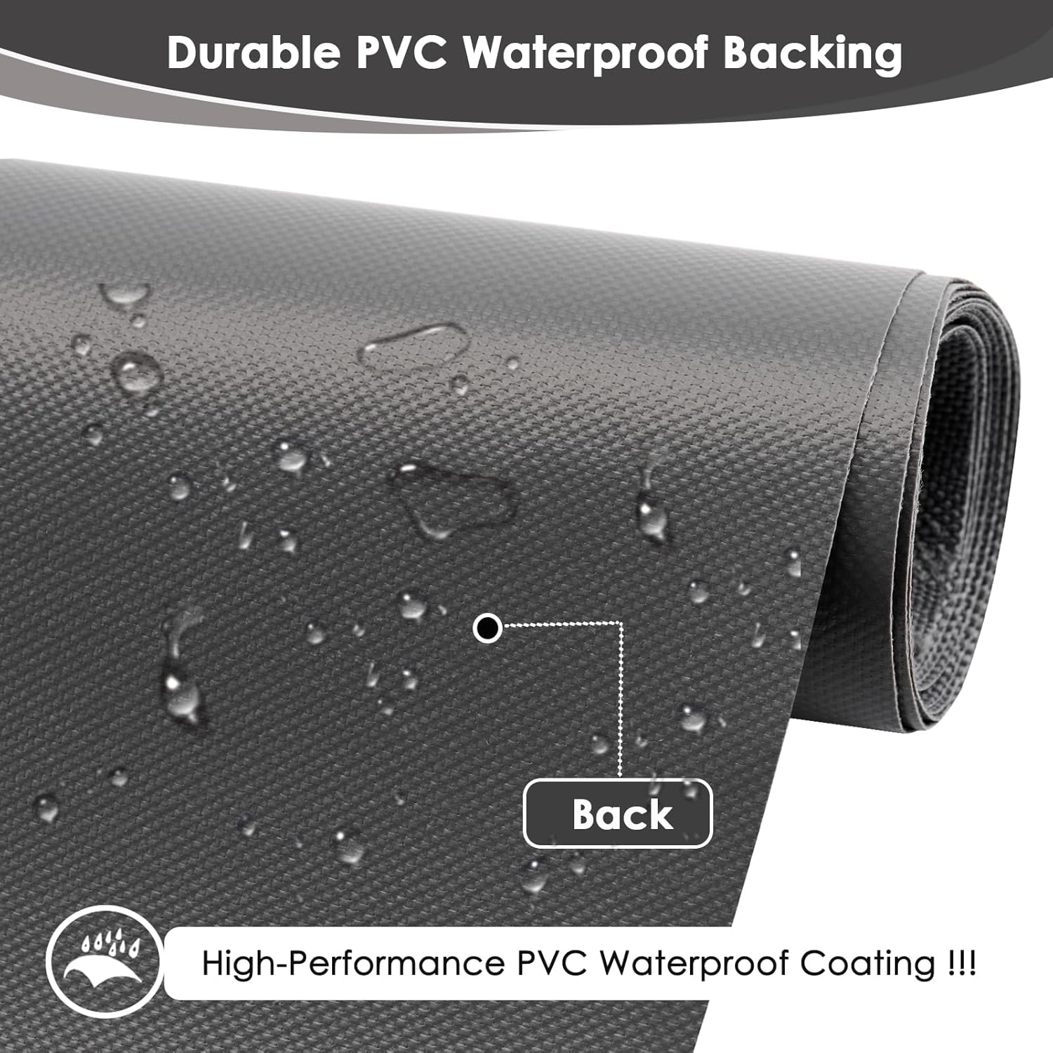 Waterproof Canvas Fabric by The Yard 60" W 600 Denier PVC Backing Water Repellent Polyester Upholster Fabric Material for Indoor Outdoor Marine Awning Tent Craft DIY(2 Yards, Gray)