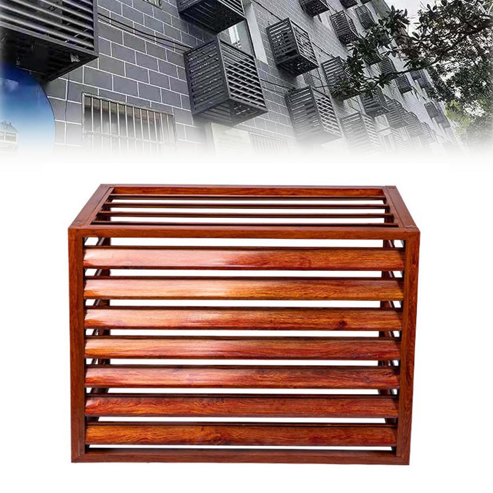 Pounjsd Aluminum Air Conditioner and Heat Pump Cover, Condenser Protective Cover AC Unit Cover, outdoor air source heat pump cover, Suitable for Indoor and Outdoor, 4-Sided Privacy Fence, 110×60×80cm