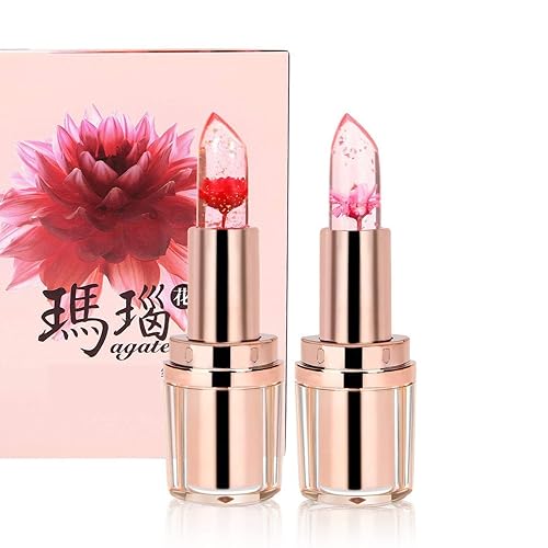 Miniatura 8 de KASI Lápiz labial Jelly Flower - Color que cambia con temperatura, humectante, bálsamo de brillo labial, rosa Barbie