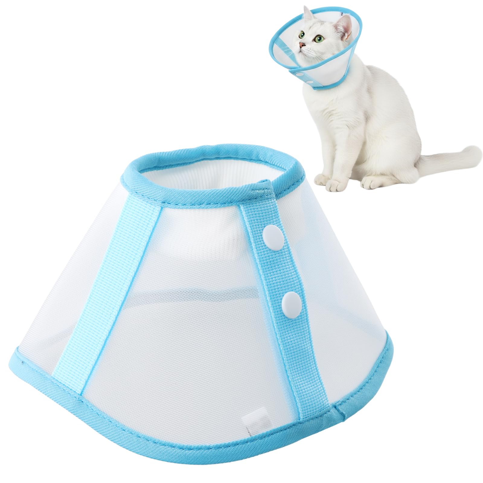 Collare Elisabettiano Regolabile Per Gatti E Cuccioli Taglia S (21-25 Cm) | Cono Protettivo In PVC Leggero E Impermeabile | Anti Morso E Leccata Dopo Interventi