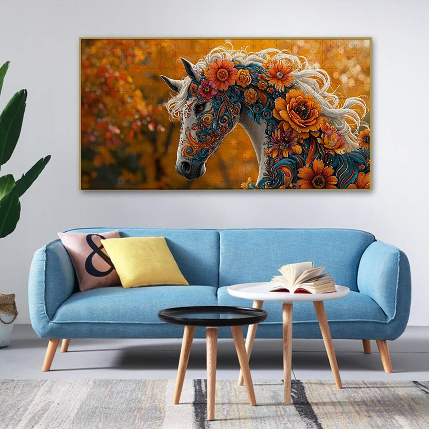 Puzzle de Madera para Adultos 900 Piezas - Caballo de Flores, Obra de Arte de Juego de Rompecabezas para Adultos, Puzzle de Impresión de Alta Definición Multicolor, Pasatiempo Creativo Regalo b-457