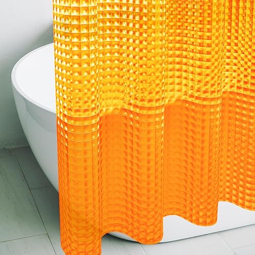 Miniatura 19 de Cortina de ducha de plástico 3D azul marino, 72 x 72 pulgadas, cortina interior de plástico fino y ligero con ojales metálicos inoxidables e imanes