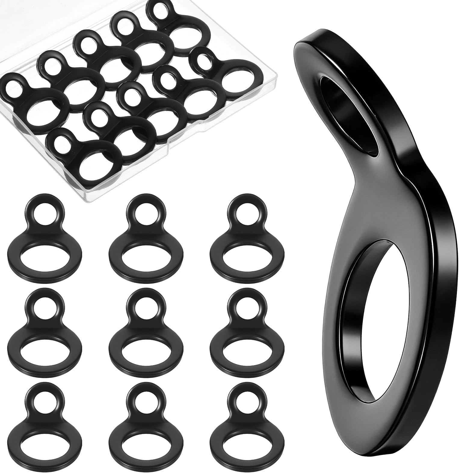 10 Pack Tie Down Anchors, Trailer Tie Down Strap Rings Motorcycle Hooks Stainless Steel Lashing Ring Accessories for Truck Dirtbike Camper(Black)