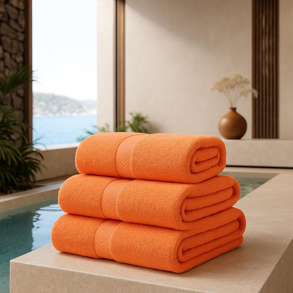 Betz Premium Juego de 2 Piezas de Toallas de Sauna 100% algodón XXL Toalla de baño 70x200 cm - Naranja