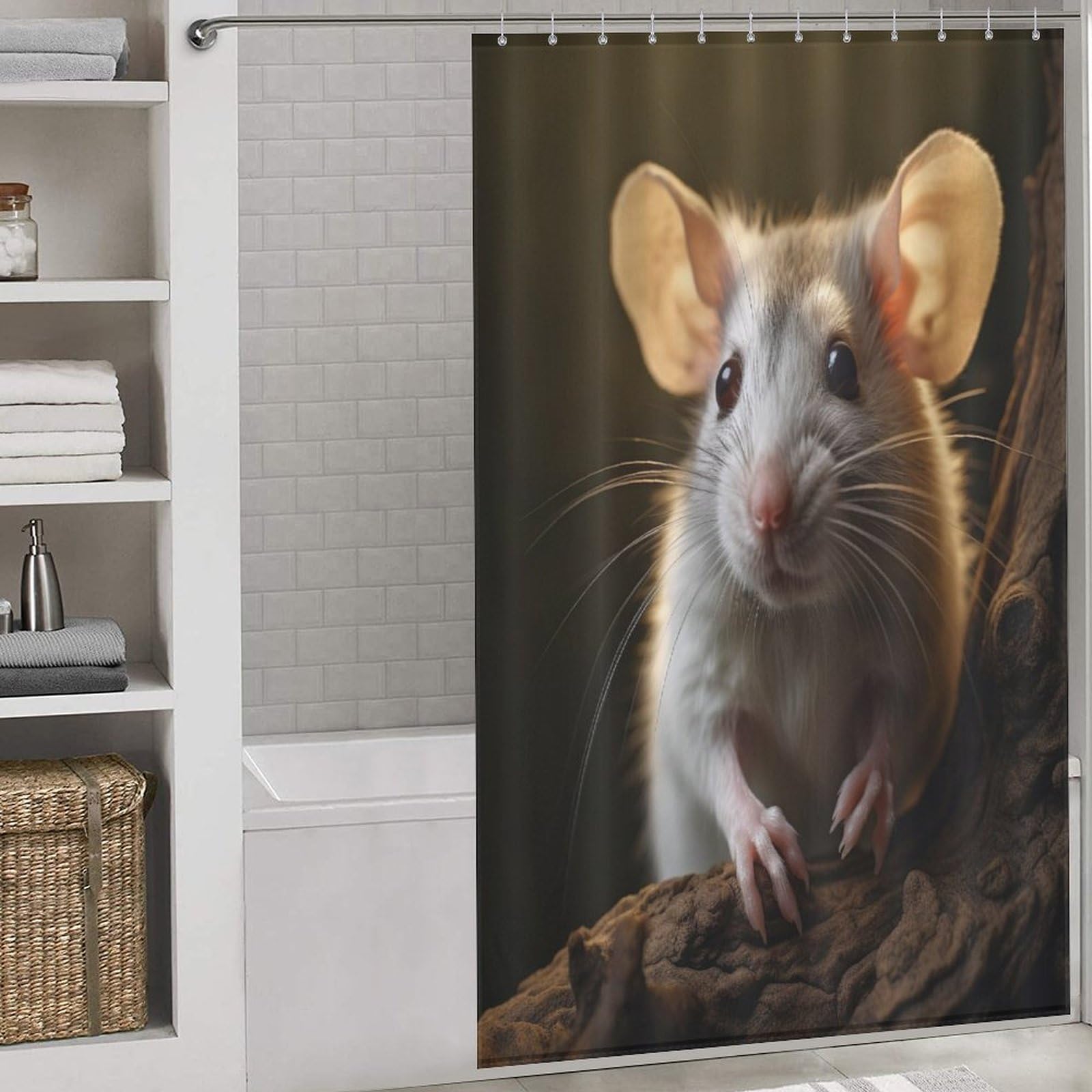 Rideau de douche souris en tissu pour une salle de bain propre et ludique