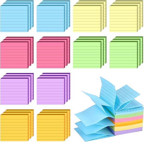 Miniatura 8 de 36 blocs de notas adhesivas emergentes de 3 x 3 pulgadas, 6 blocs de notas autoadhesivas de colores brillantes, 1800 hojas, notas adhesivas de