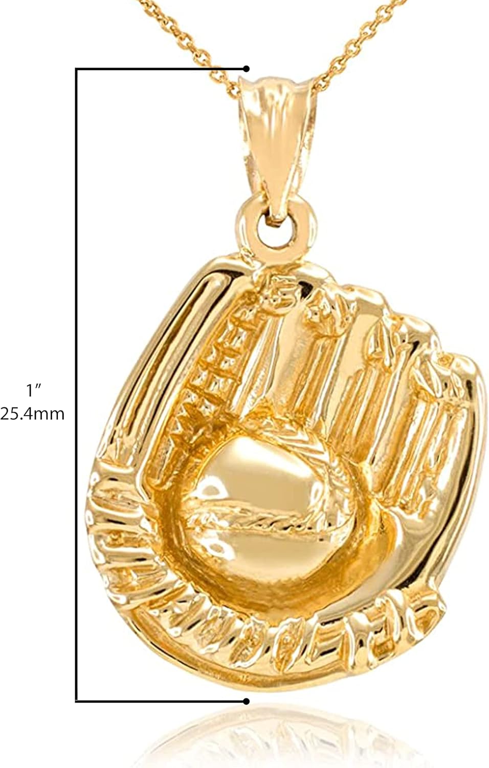 10K Yellow Gold Baseball or Softball Glove & Ball Charm Pendant - Image 4