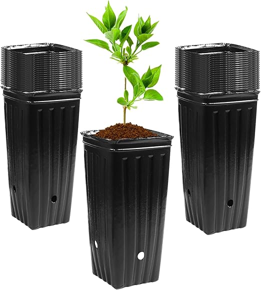 Barafat 50Pcs Plastic Deep Plant Nursery Pots, 7.9 Inch