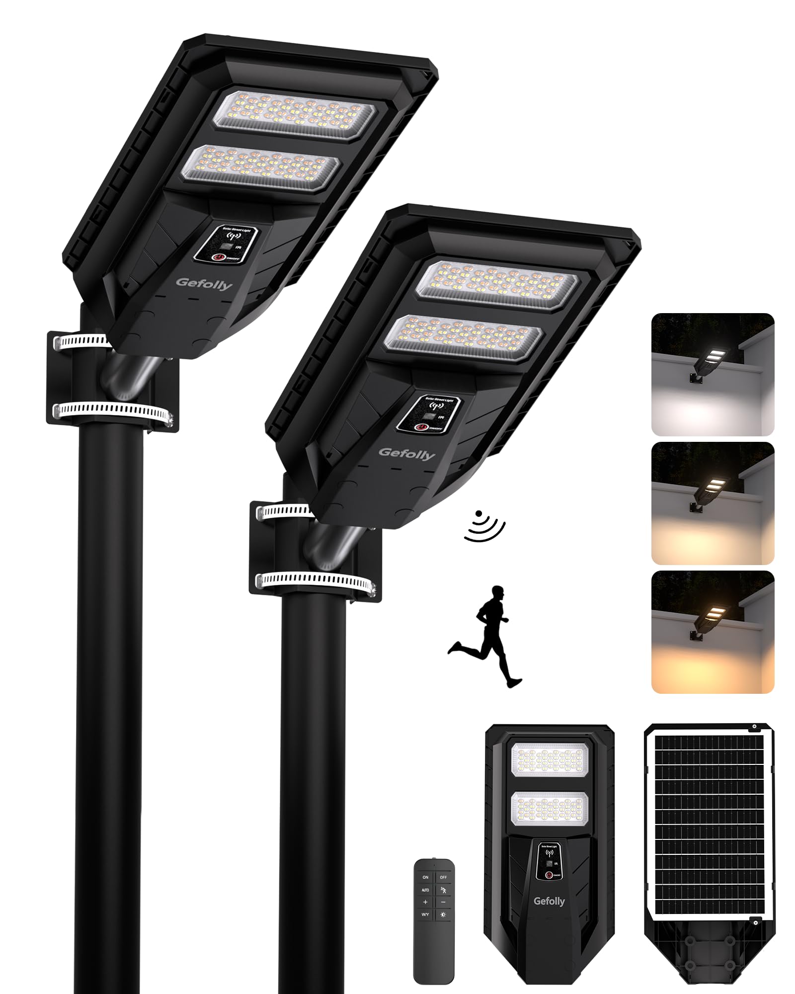 Gefolly Solar Lights Outdoor Security Flood Lights 2-Pack