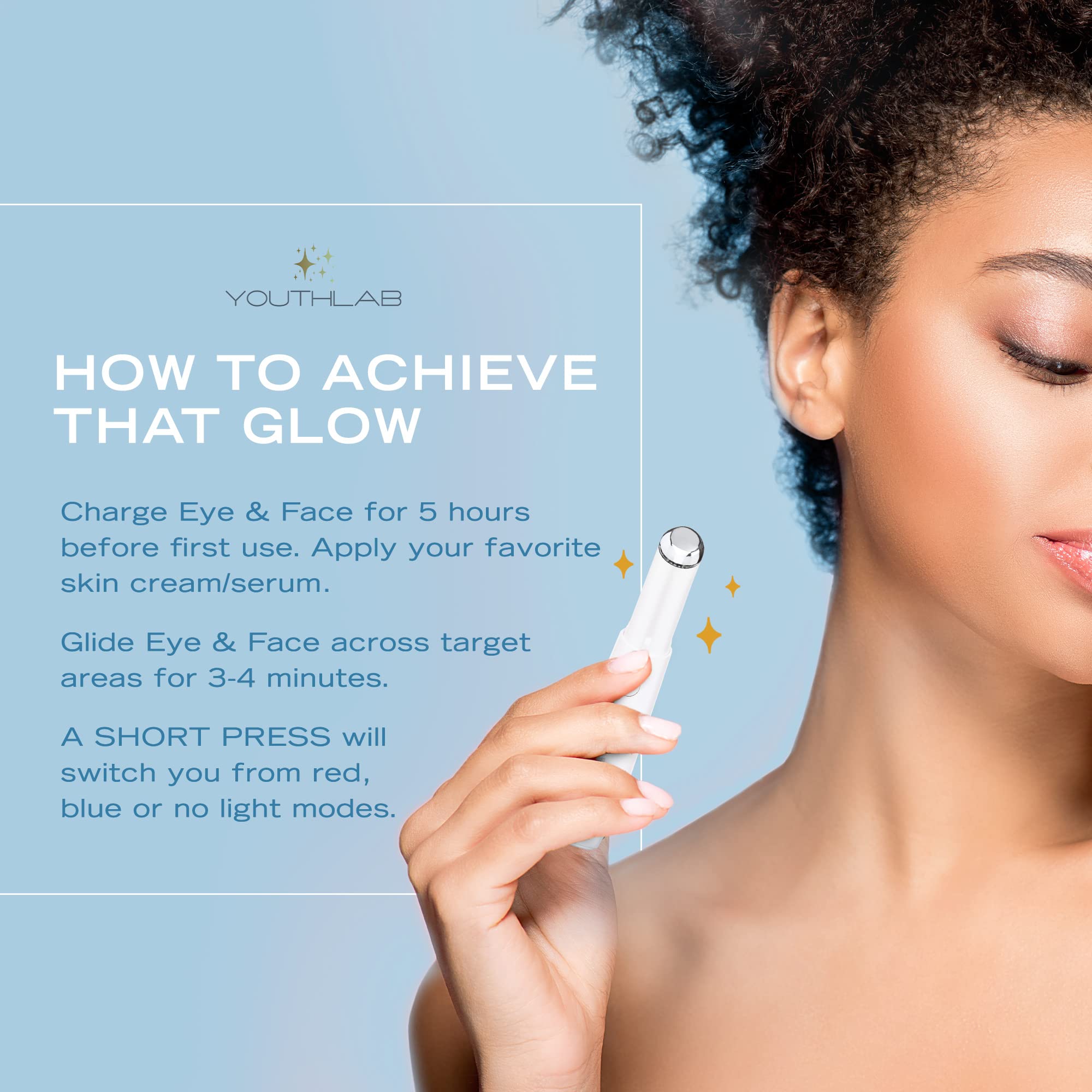 White Heated Eye and Face Wand with Vibration and LED