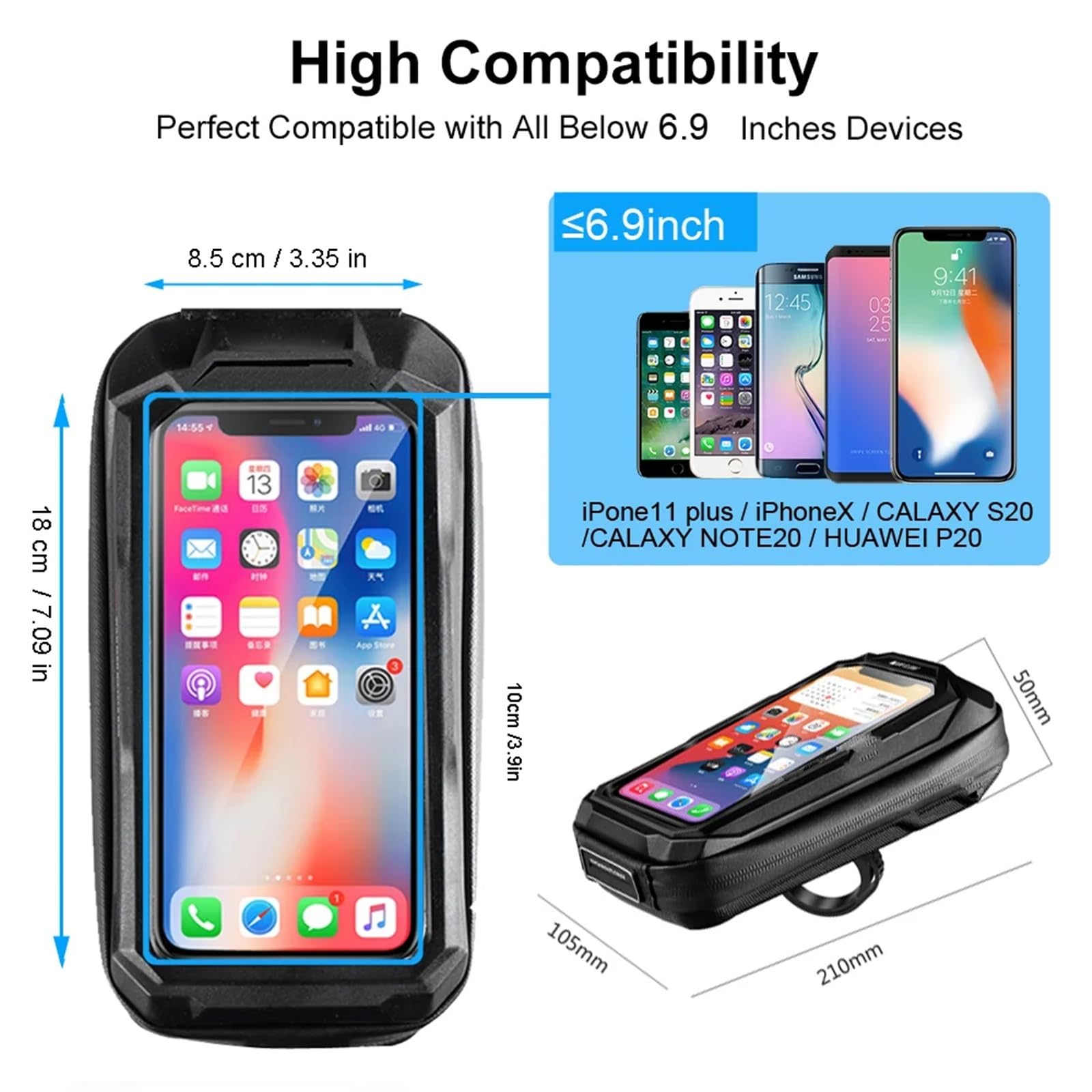 Support Telephone Velo Sac Support Téléphone Portable Vélo Étui Étanche pour Vélo Support Téléphone Portable 6,9 ​​Pouces Guidon Accessoires Vélo VTT Telephone Moto Rotation