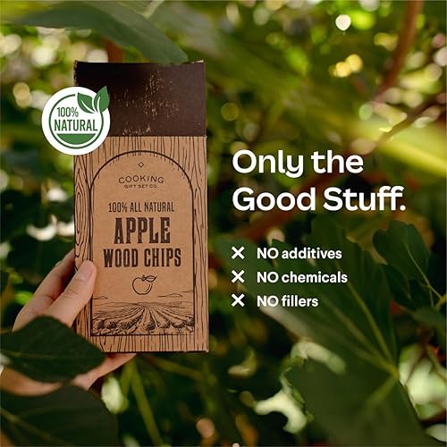 Miniatura 6 de Chips grandes de madera para ahumador, paquete variado de 6 sabores de virutas de madera natural, manzana, nogal, cereza, melocotón, haya y pera,