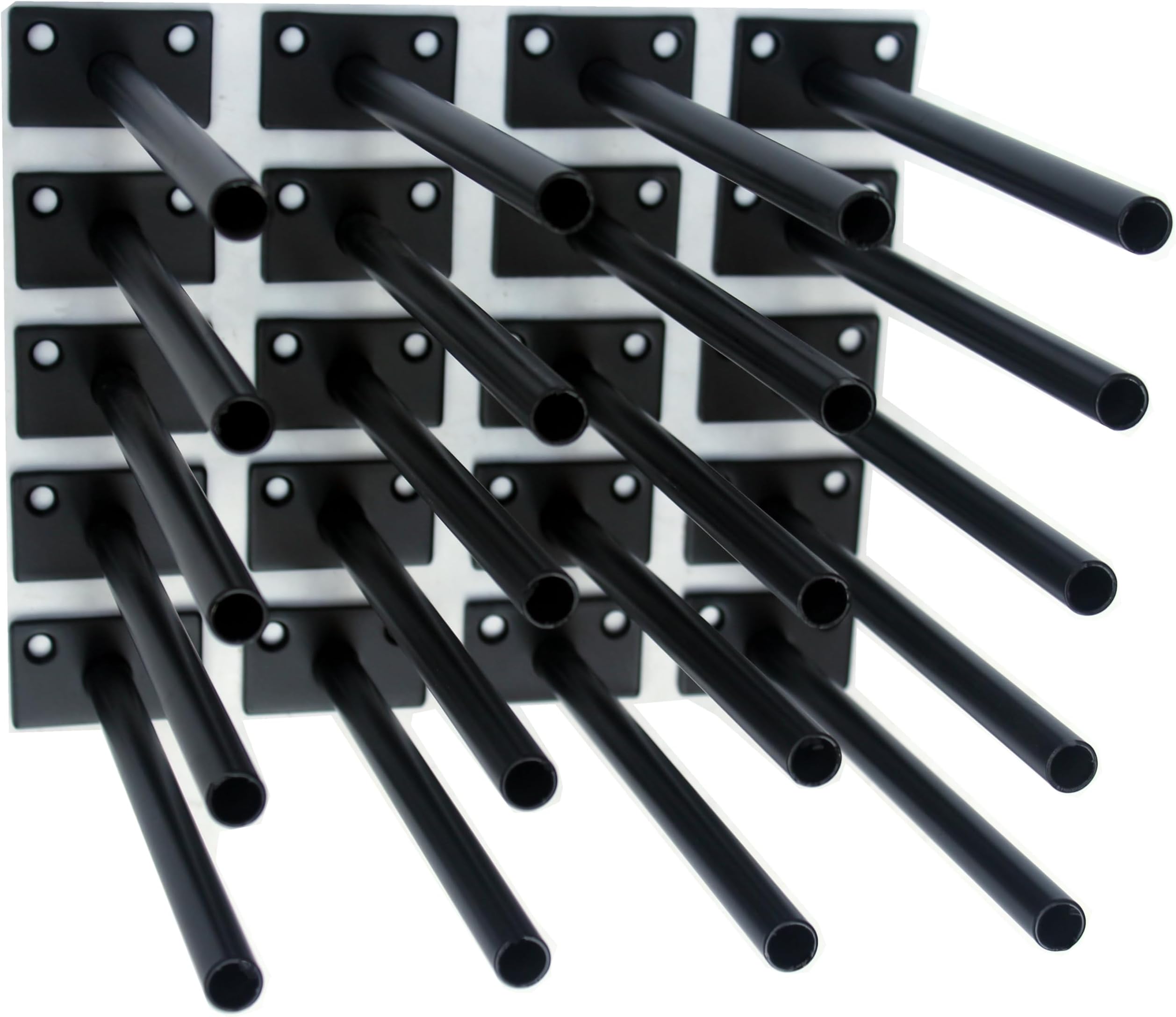 20 Pcs 8" Black Steel Floating Shelf Bracket Blind Shelf Supports - Hidden Brackets for Floating Wood Shelves - Concealed Blind Shelf Support – Screws and Wall Plugs Included