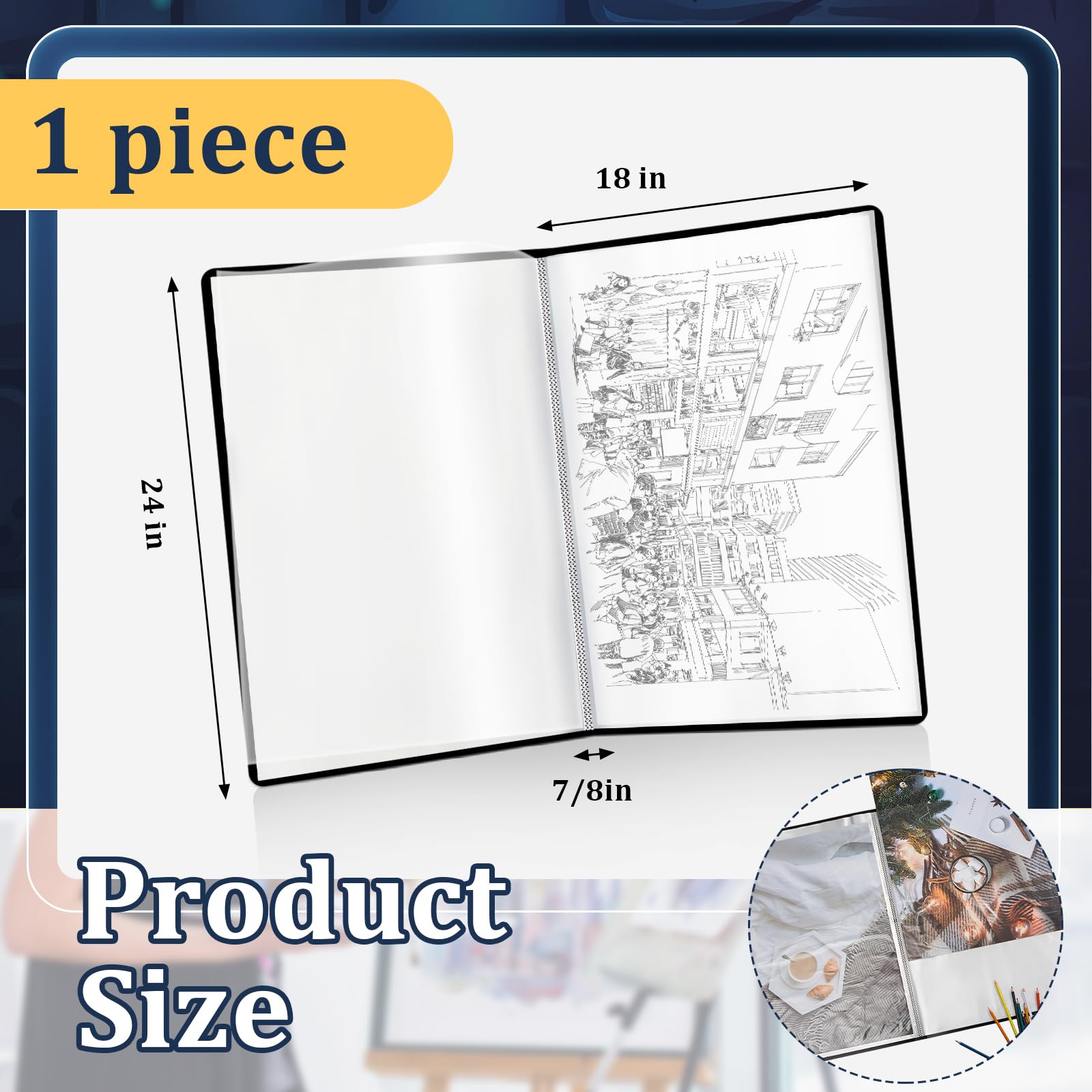 Carpeta A2 resistente con fundas de plástico de 17 x 24 pulgadas, carpeta de cartera con 30 protectores de hojas transparentes, carpeta de arte para obras de arte, protector de póster para