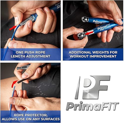 Miniatura 8 de PrimaFIT Jump Rope Pro Speed Skipping Rope Adjustable Adult Jumping Rope Weighted Aluminium Handles for Double Dutch Boxing Workout Crossfit