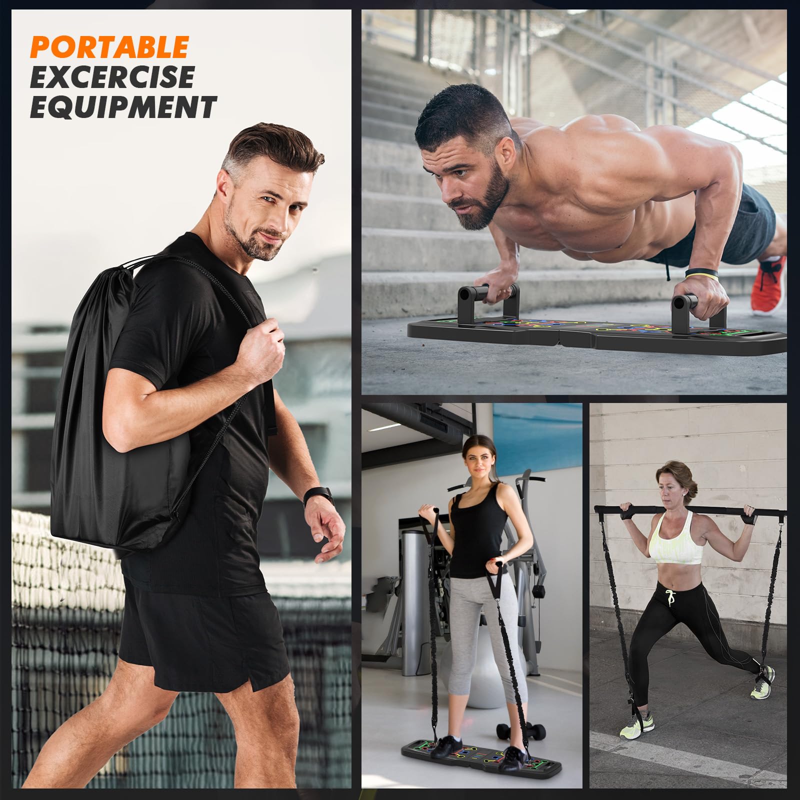 Premium Liegestützbrett Set Liegestützgriffe Push Up Board Verbessertes Konzept 2024 Liegestütze Brett Homeworkout 10 in 1 Push Up Bar Home Gym Liegestütze Fitnessgeräte für Zuhause