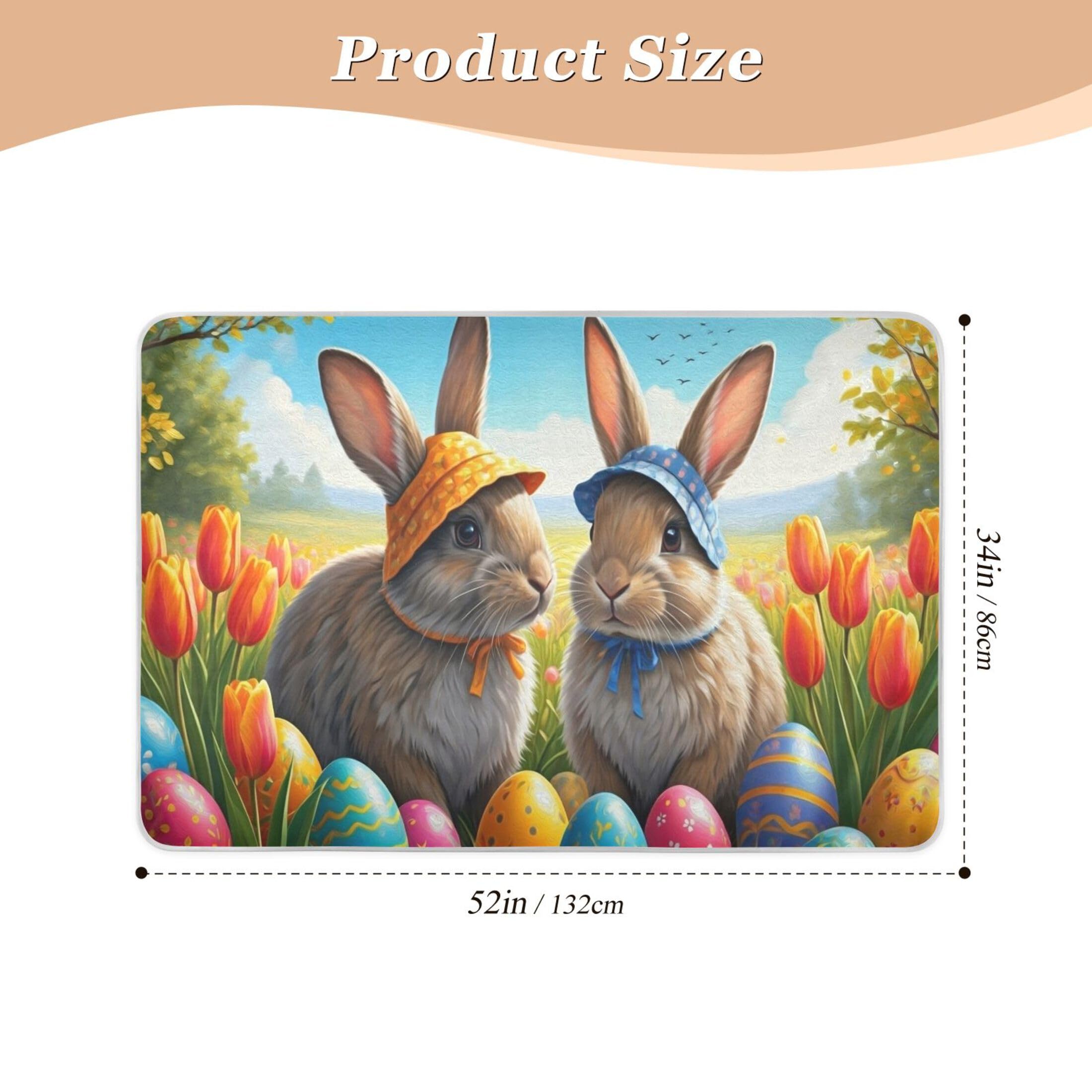 Takiito Easter Bunnies Bed Pad Reusable Bed Underpad Washable Waterproof Leak-Proof Quick Dry Incontinence Pee Pad for Toddlers Kids Adults Pets 34x52 in