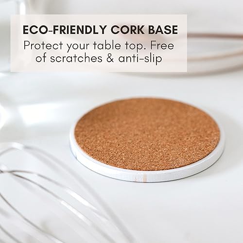 Miniatura 5 de Juego de 6 posavasos absorbentes con soporte, posavasos para bebidas, mesa de café, juego de posavasos de mármol, posavasos de piedra, absorbentes