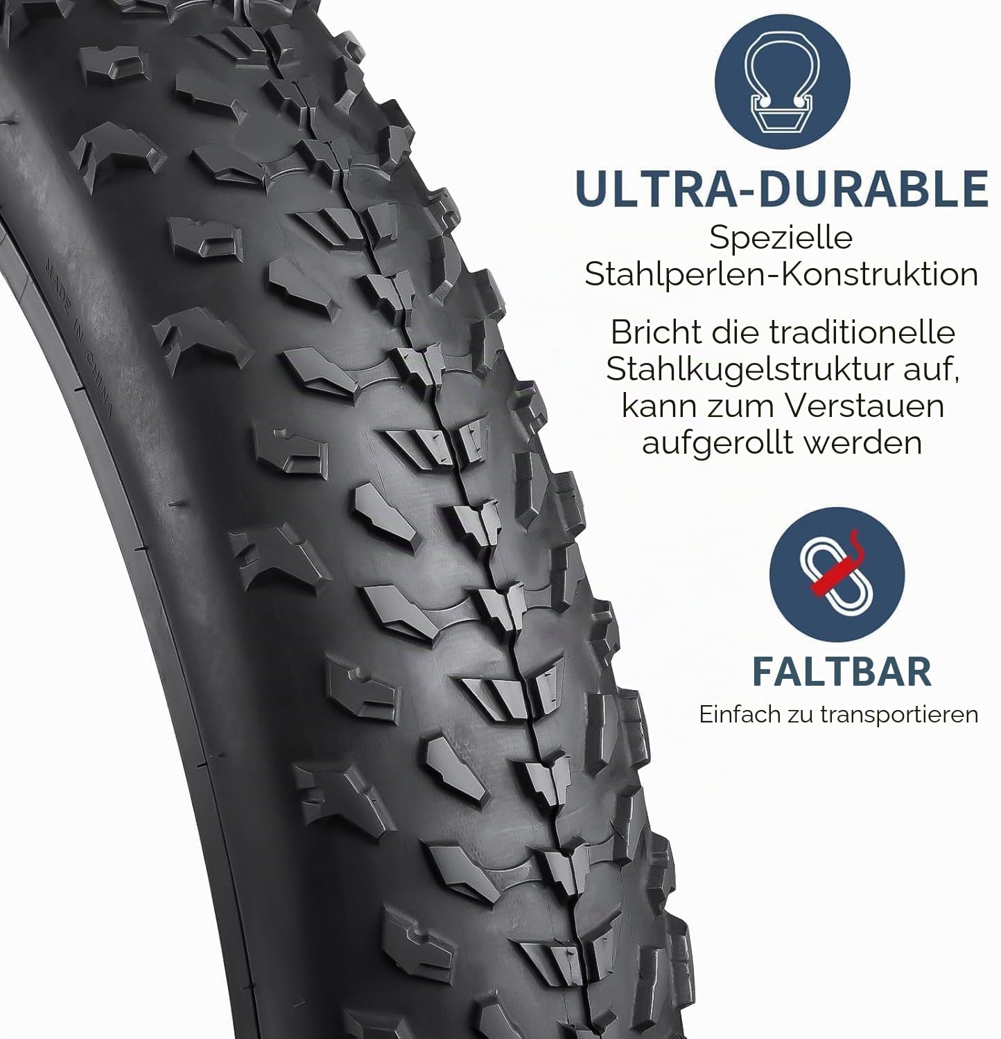 YunSCM 1Pcs Faltbar 20 Zoll Reifen 20x4.0 Mantel 100-406 and 1Pcs 20 Zoll schlauche AV32mm kompatibel Elektrofahrräder, Mountainbikes, Citybikes 20x4.0 Fahrradreifen und schlauche