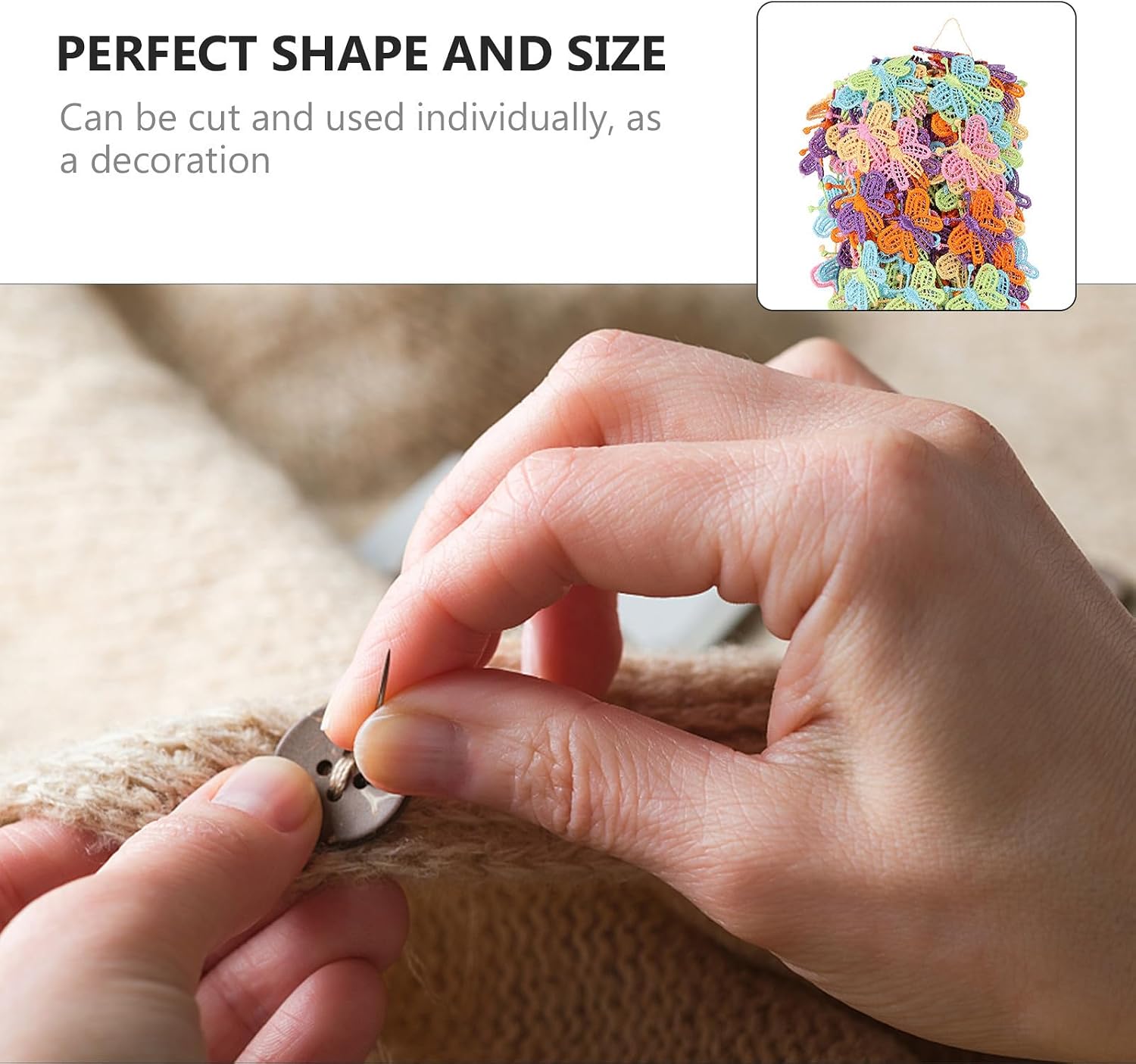 Butterfly Lace Applique Trim for Women, 15 Yard Roll