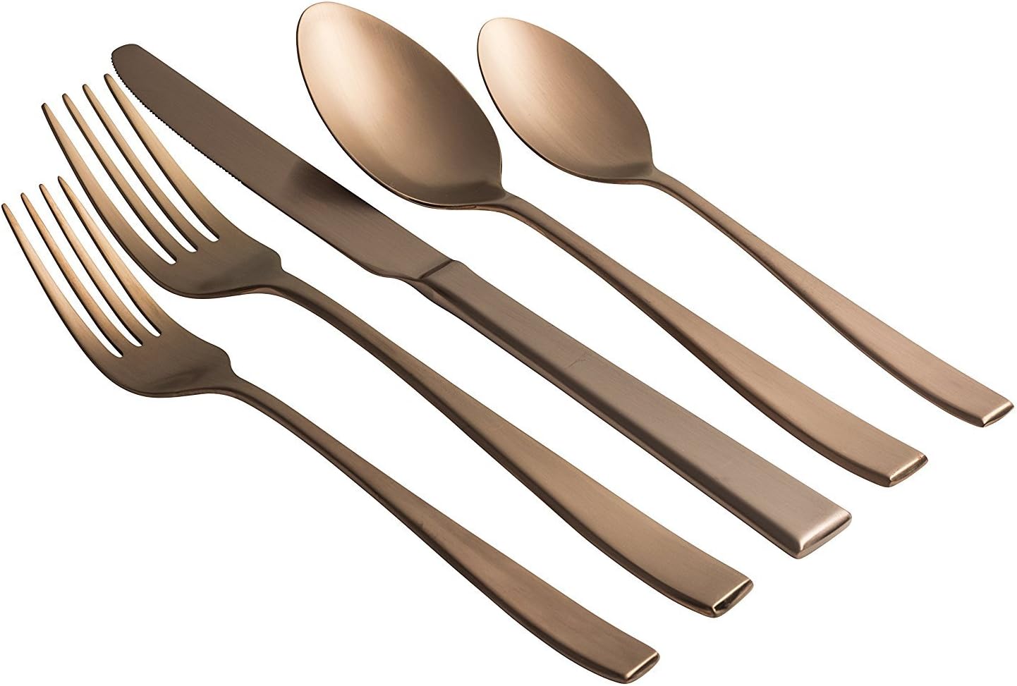 20 Piece Matte Copper Flatware Set - Stainless Steel Cutlery Service For 4 With Soup Spoon, Teaspoon, Dinner Knife, Dinner And Salad Fork