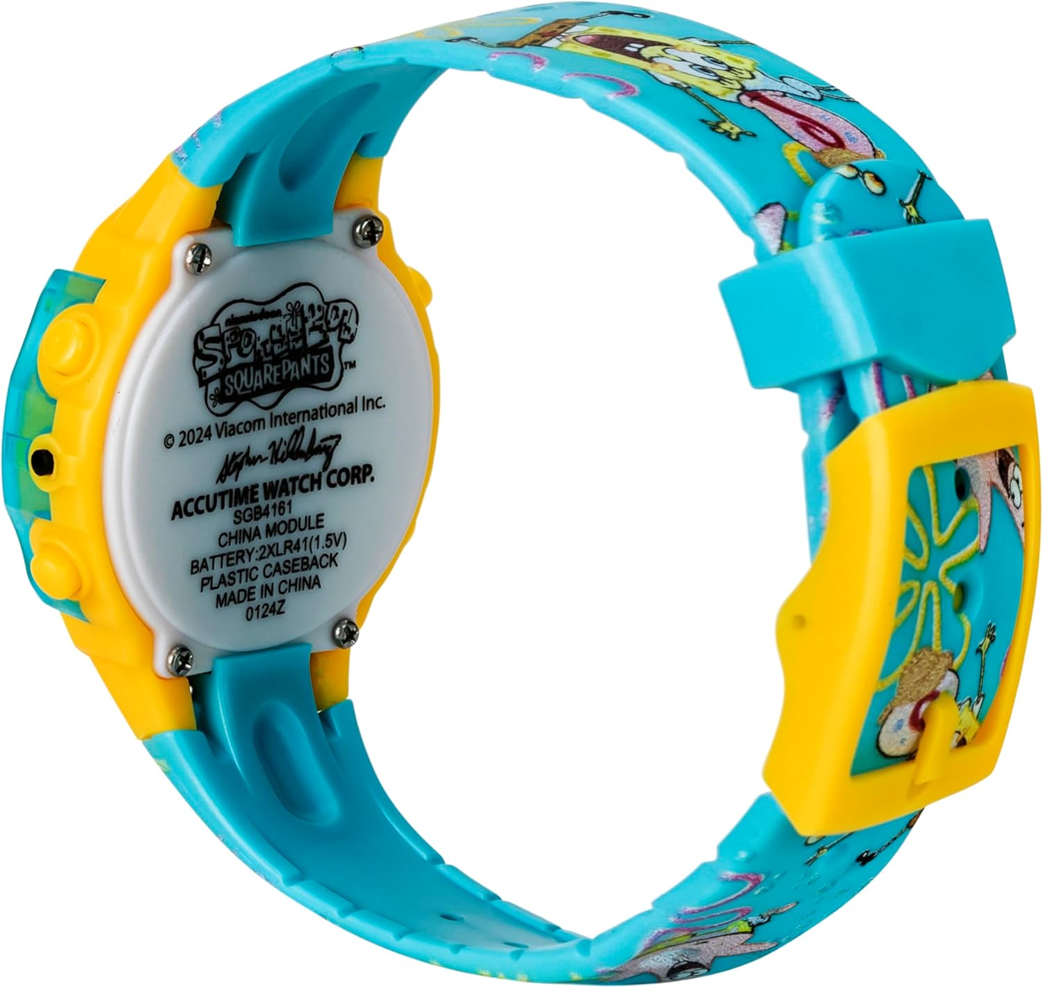 Accutime Nickelodeon SpongeBob SquarePants Kids LCD Watch with LED lights activated