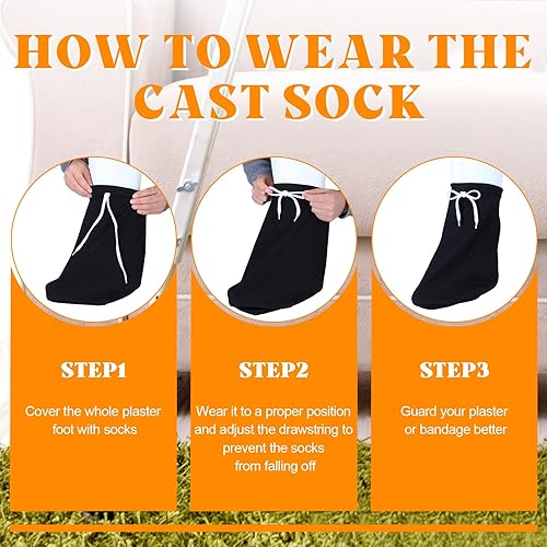 Miniatura 7 de 2 calcetines fundidos para pierna y pies, manga debajo de la rodilla, cordón ajustable, protector de heridas fundido, para hombres y mujeres, pierna