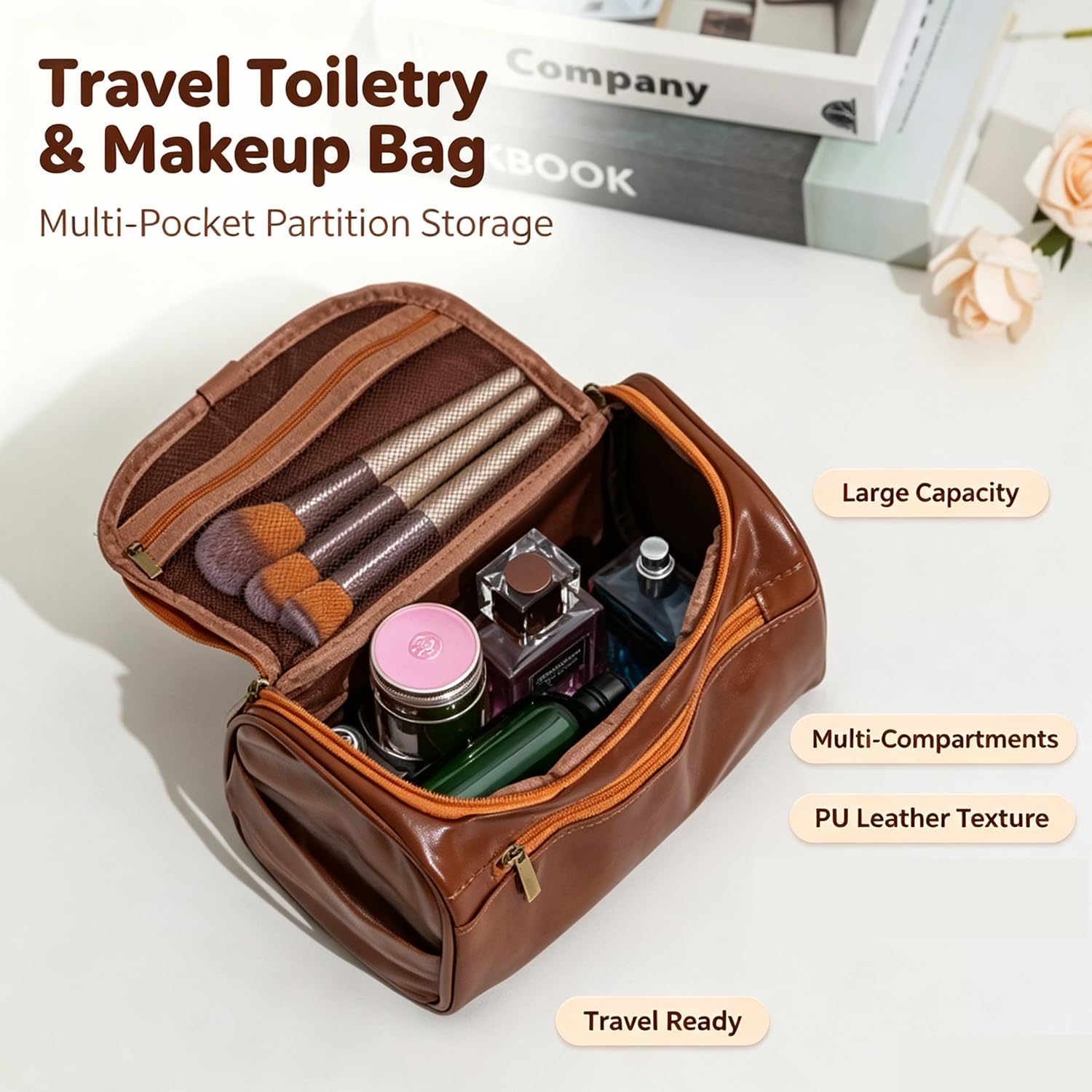 Beauty case da uomo in pelle sintetica con borsa scarpe e gancio metallico