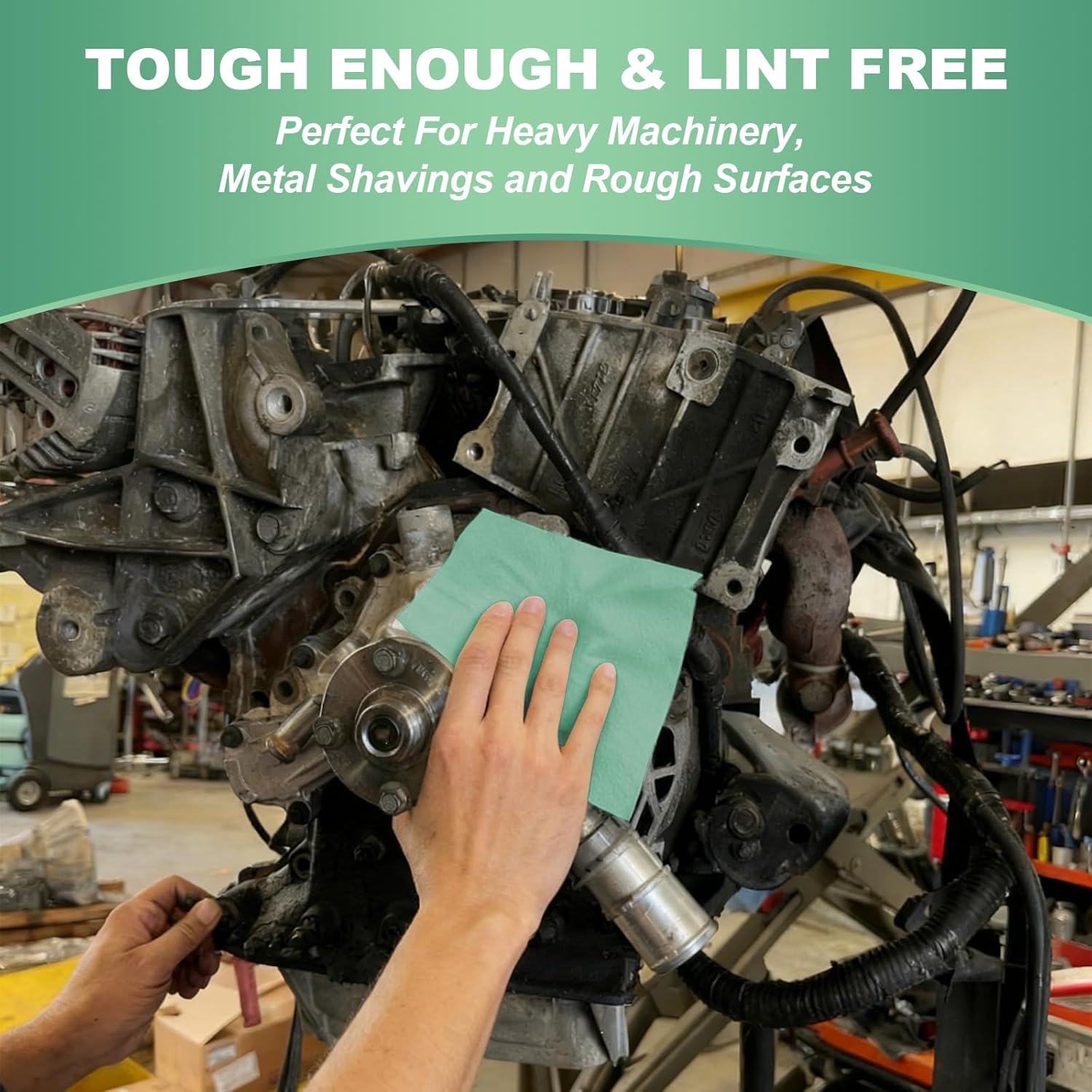 Cleanroom Wipes Heavy Duty Cloths, Lint-Free and Extra Absorbent Towels Jumbo Roll, Green (12"x10", 500 PCS)