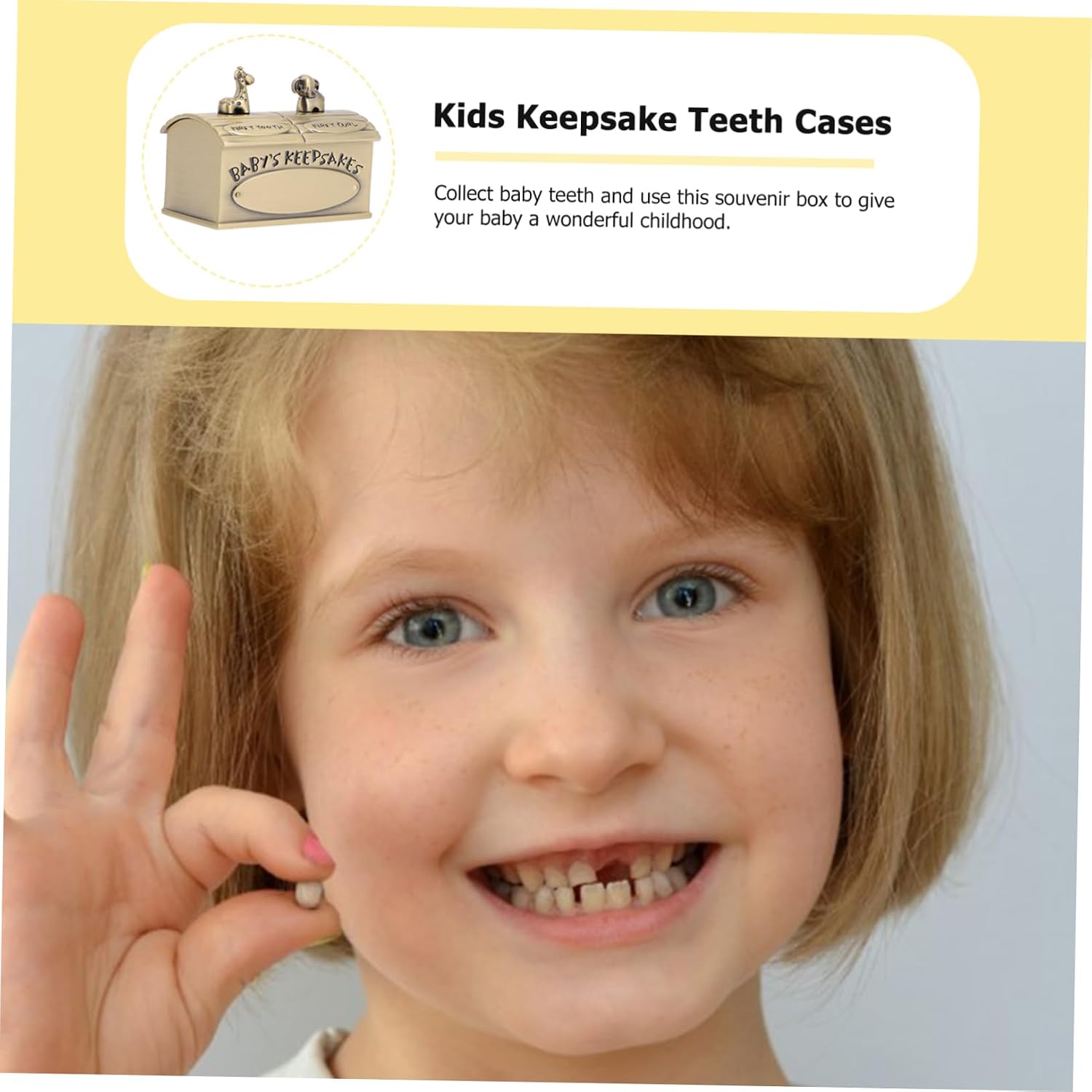 Metal Keepsake Box for Babies Mini Tooth and Hair Storage Container Elegant First Tooth Holder for Boys and Girls Sturdy Baby Keepsake Box