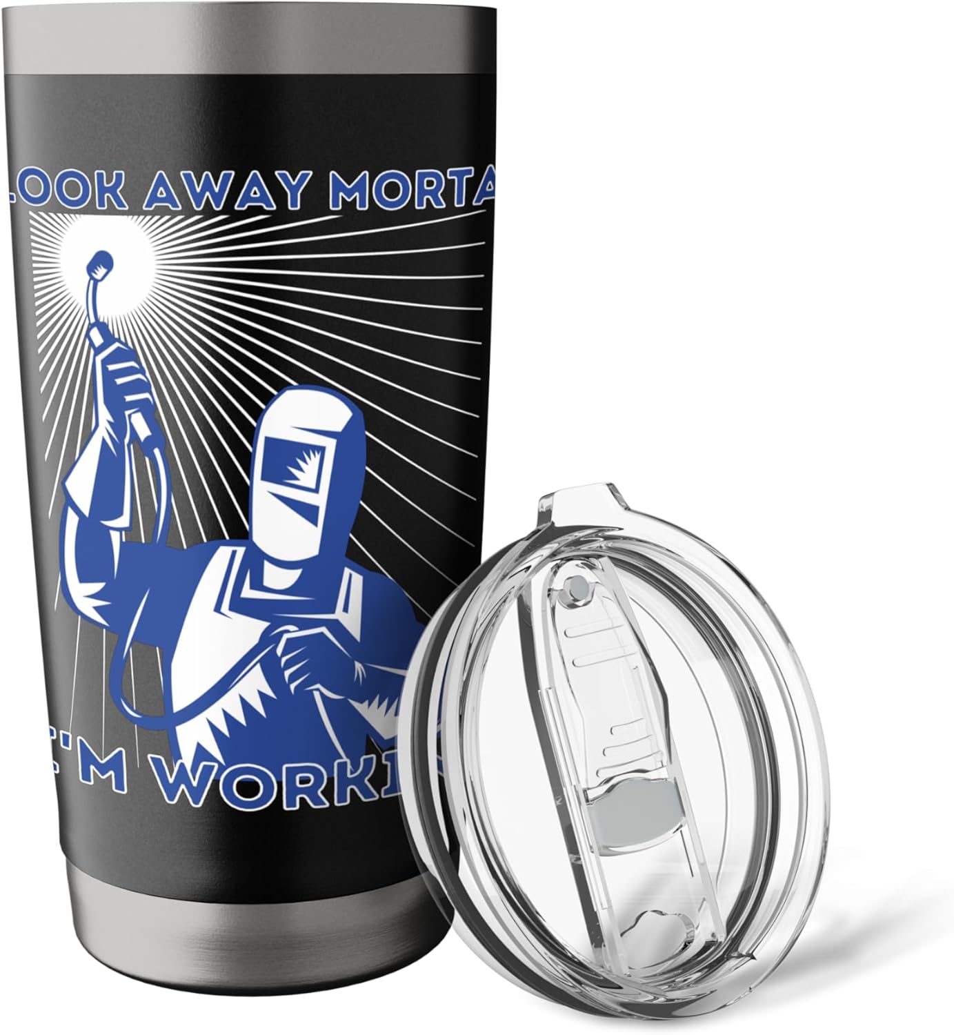 Look Away Mortal I'm Working - Metal Worker Welding & Welder Stainless Steel Insulated Tumbler - Image 5