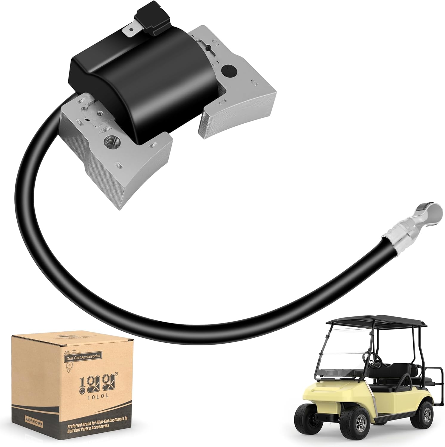 10L0L Golf Cart Ignition Coil 101909201 Replacement for Club Car DS & Precedent Golf Cart Gas 1997-up, with Built-in Ignitor